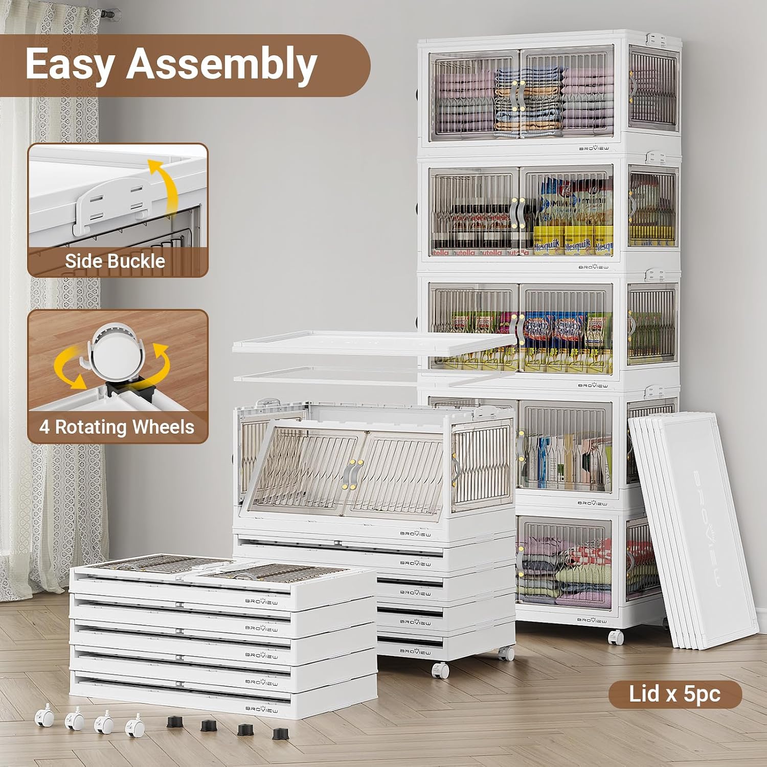 Detalle 2 de BROVIEW Stackable Storage Bins 3-Pack