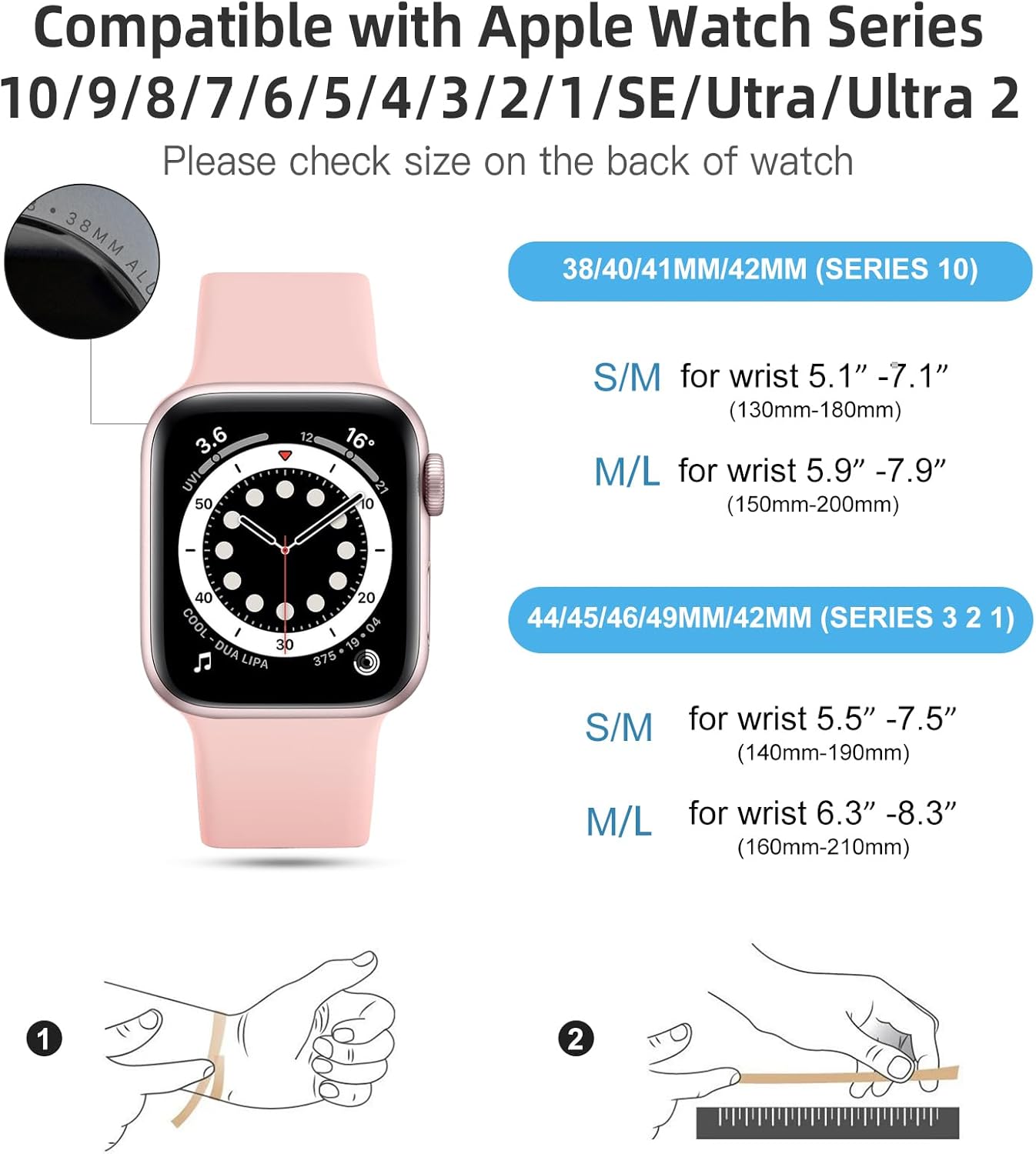 Thumbnail 4 de CeMiKa Silicone Sport Band for Apple Watch 38–49mm (Sand Pink)