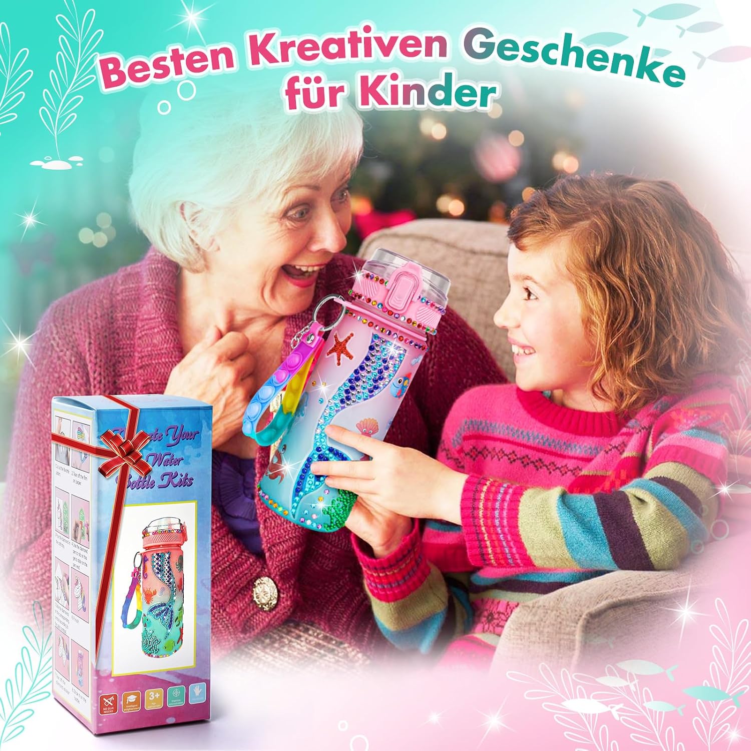 Thumbnail 5 de Mädchen Trinkflasche Meerjungfrau Diamant Painting