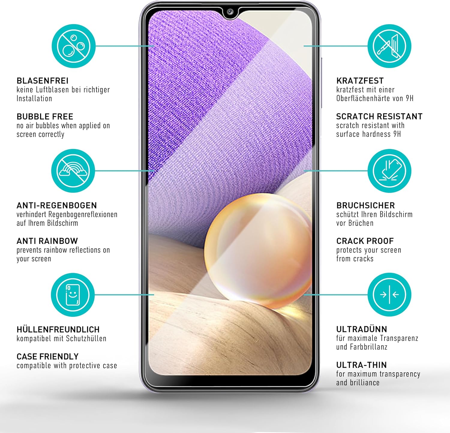 Thumbnail 5 de SmarTect Tempered Glass Screen Protector for Samsung Galaxy A32 5G, 9H, 0.3 mm