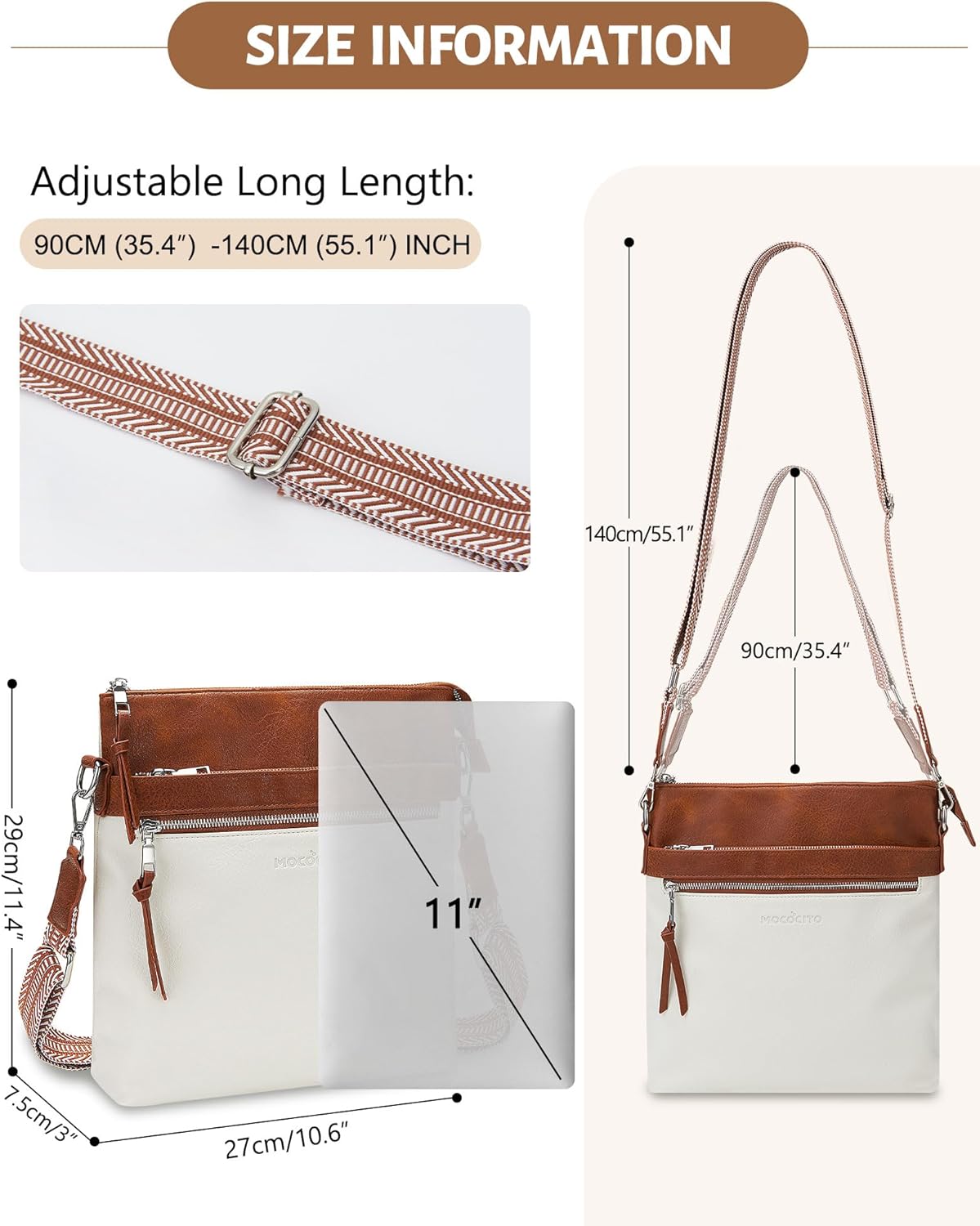 Thumbnail 2 de MOCOCITO vegan leather cross body bag for women with adjustable strap (29*27*7.5cm)