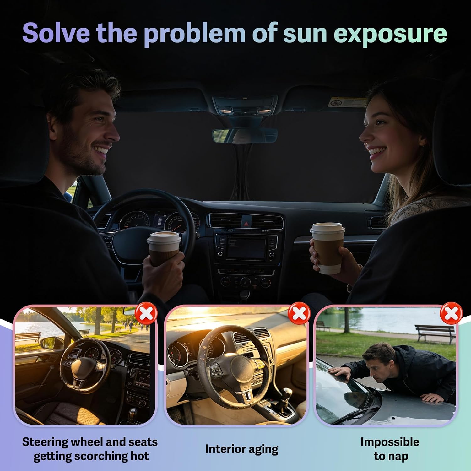 Thumbnail 6 de XCBYT Sonnenschutz Auto Frontscheibe für VW Caddy – faltbare Frontscheibenblende mit UV-Schutz