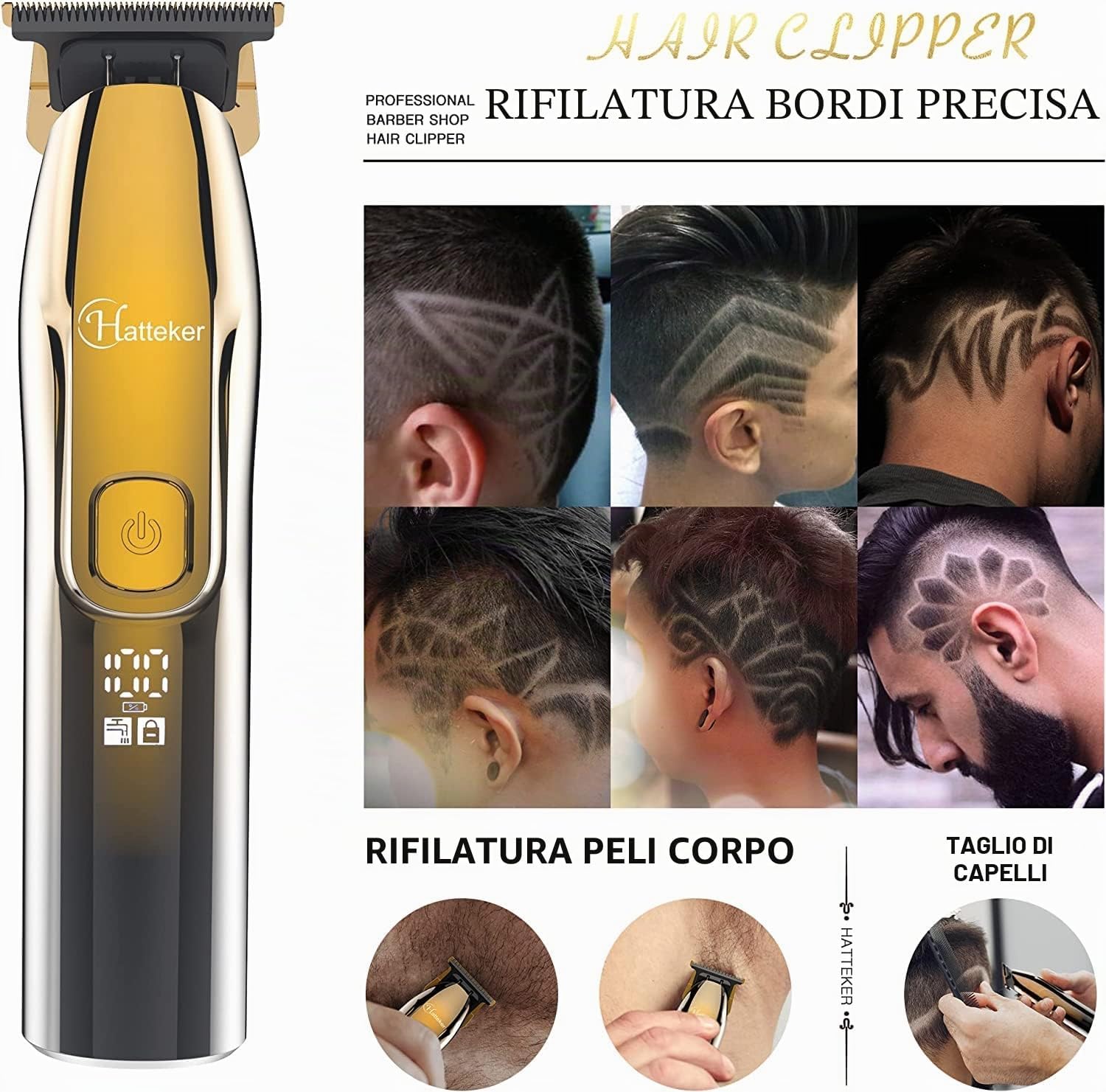 Thumbnail 4 de Hatteker Foil Shaver e Tagliacapelli 2 in 1 per Uomo – Rasoio Folio con Lama Flessibile, Trimmer e Impermeabile IPX7