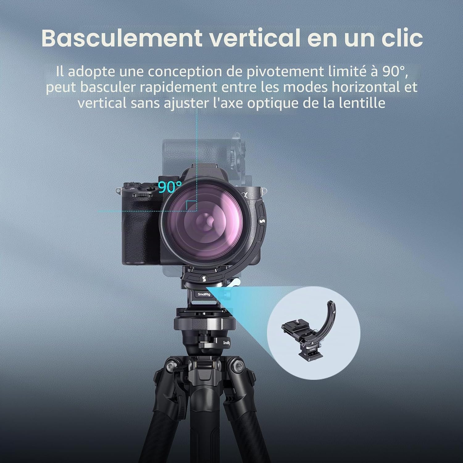 Detalle de SMALLRIG Kit de Plaque de Montage Horizontal vers Vertical pour Caméra sans Miroir – Compatible Sony, Fujifilm, Nikon, Canon