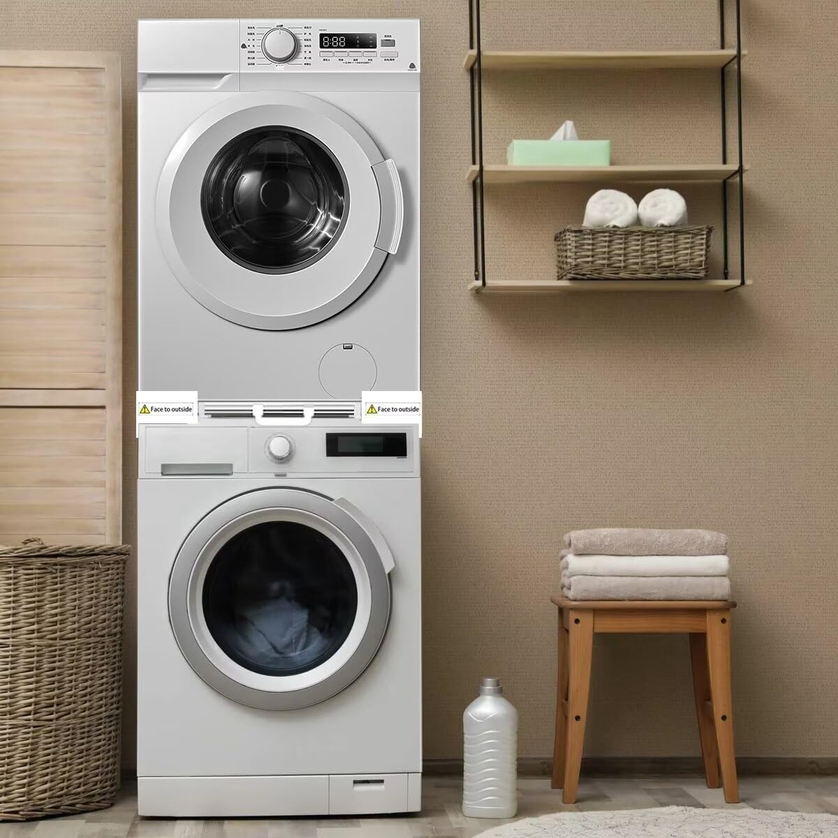 Thumbnail 5 de NIUXX Zwischenbaurahmen mit Wäscheleine – universal für Waschmaschine & Trockner, einziehbarer Handtuchhalter (53–68 cm)