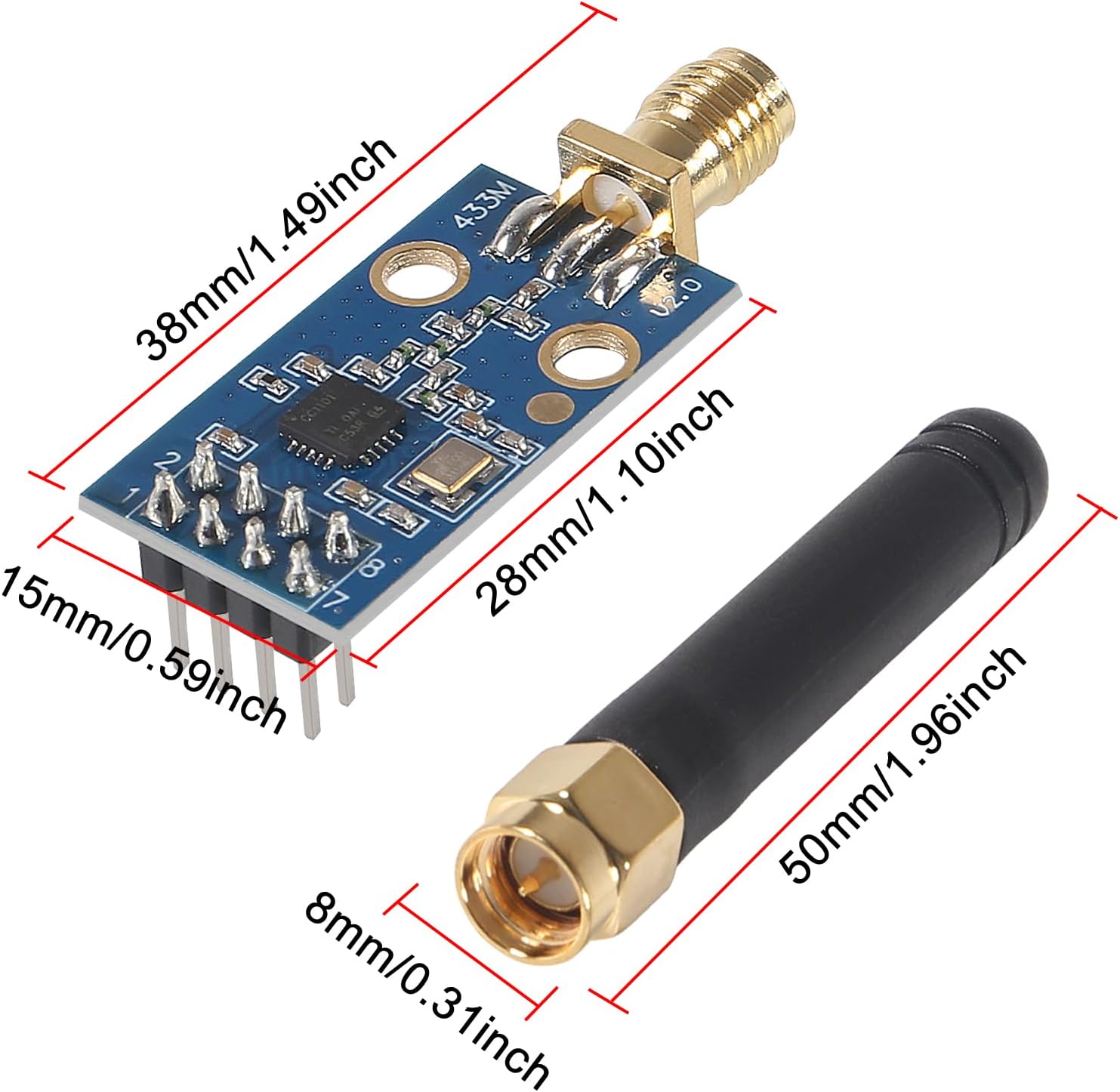 Thumbnail 4 de DWEII CC1101 ワイヤレスRFトランシーバーモジュール SMAアンテナ付き 315/433/868/915MHz