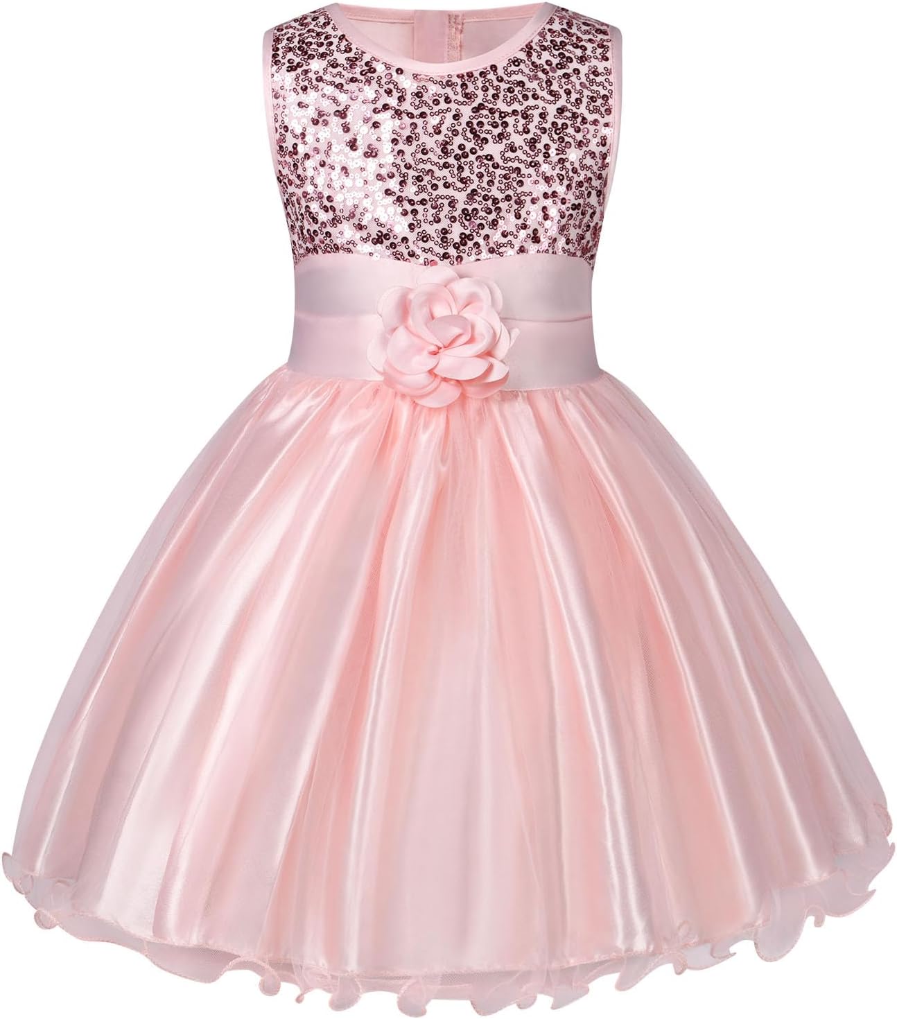 Detalle de AOMIG 4125310 prinsessenjurk voor meisjes, roze tule met bloemen en pailletten