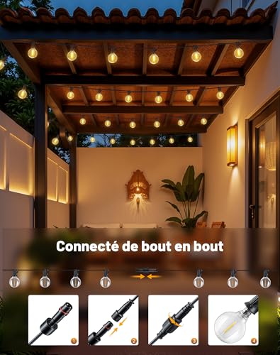 Detalle de Guirlande Lumineuse Extérieure Guinguette 9M - EVXFG