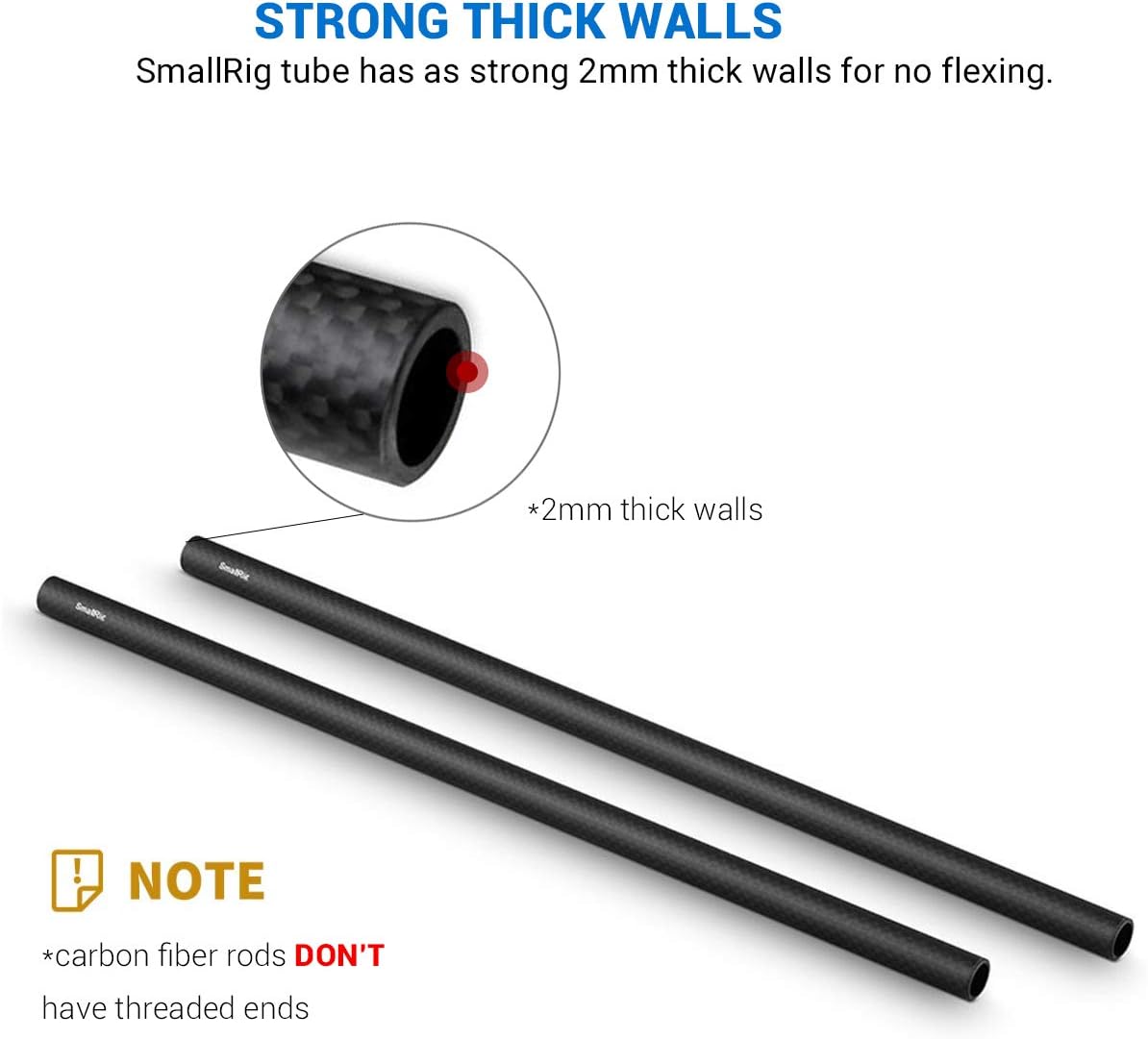 Detalle 1 de SMALLRIG PCS-851 kolfiberstavar för 15 mm-system, 30 cm, 2-pack
