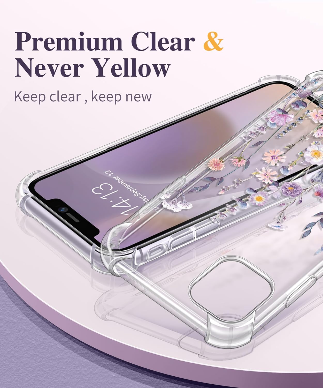 Thumbnail 2 de GVIEWIN Floral iPhone 11 Case (6.1) with Tempered Glass Screen Protector & Camera Lens Protector