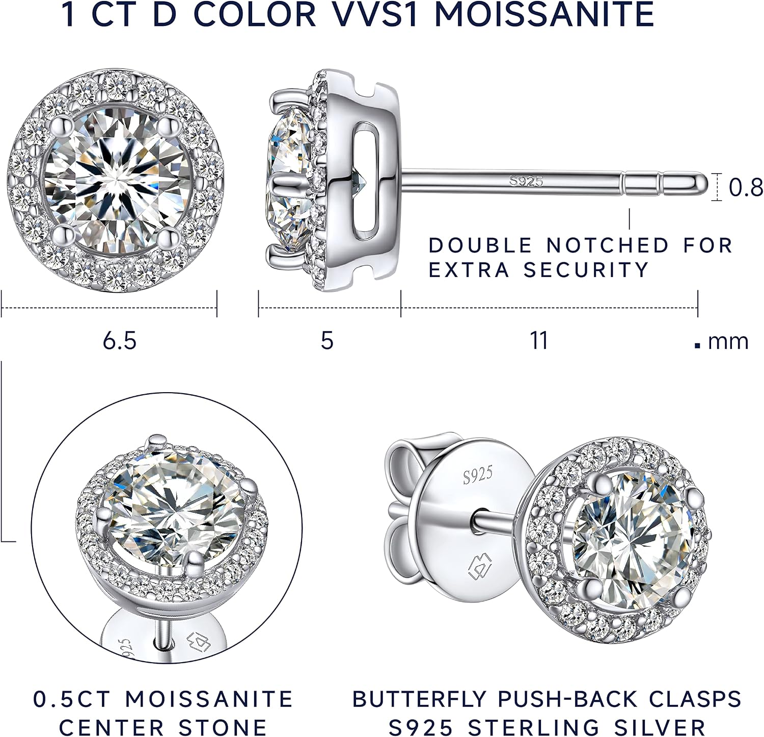 Thumbnail 5 de MomentWish Orecchini Moissanite 1 ct 💎