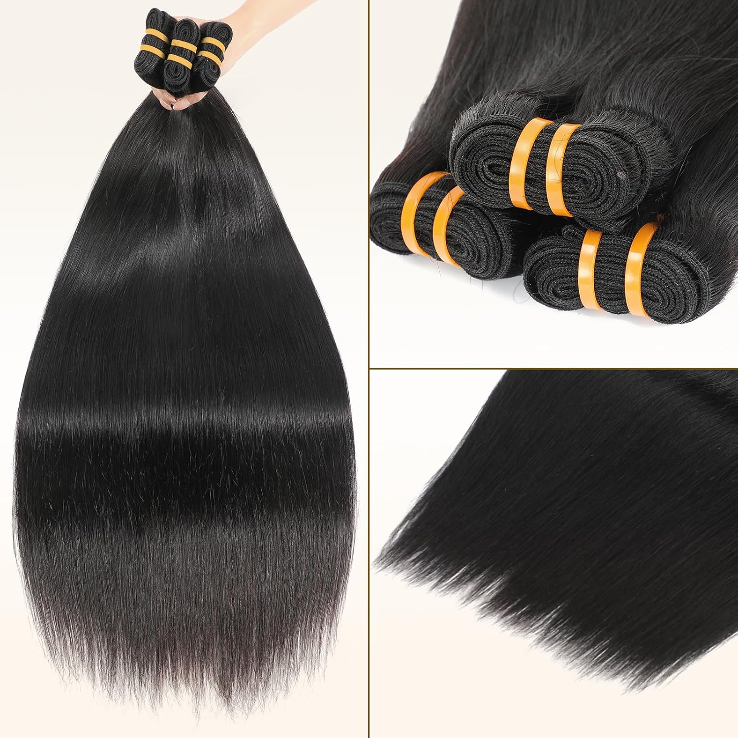 Thumbnail 1 de YesBase 16A Raw Straight Bundles (3 Bundles) — Burmese Virgin Remy Human Hair Extensions, 16–20 inch