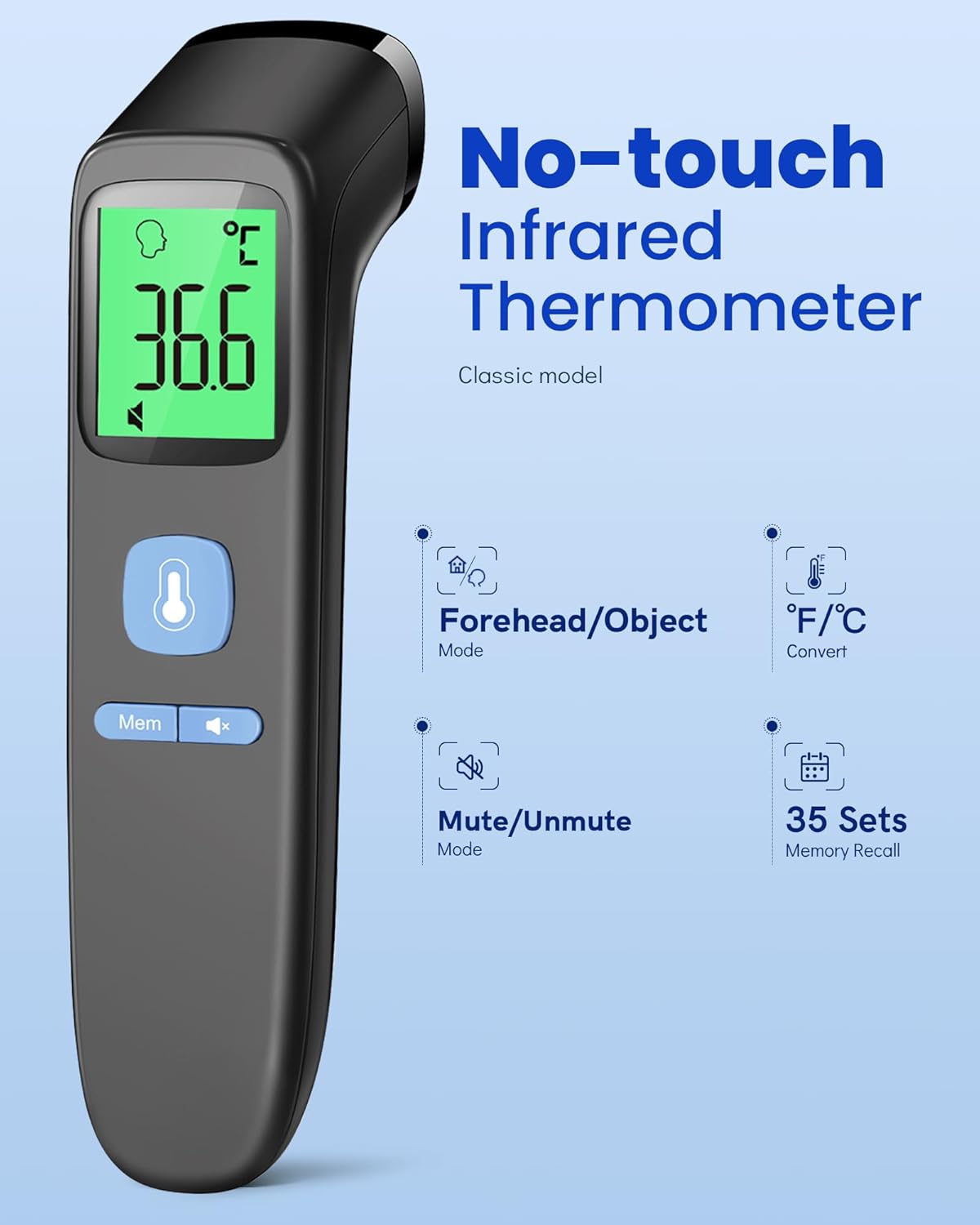 Thumbnail 1 de Forehead thermometer no touch, 1 second