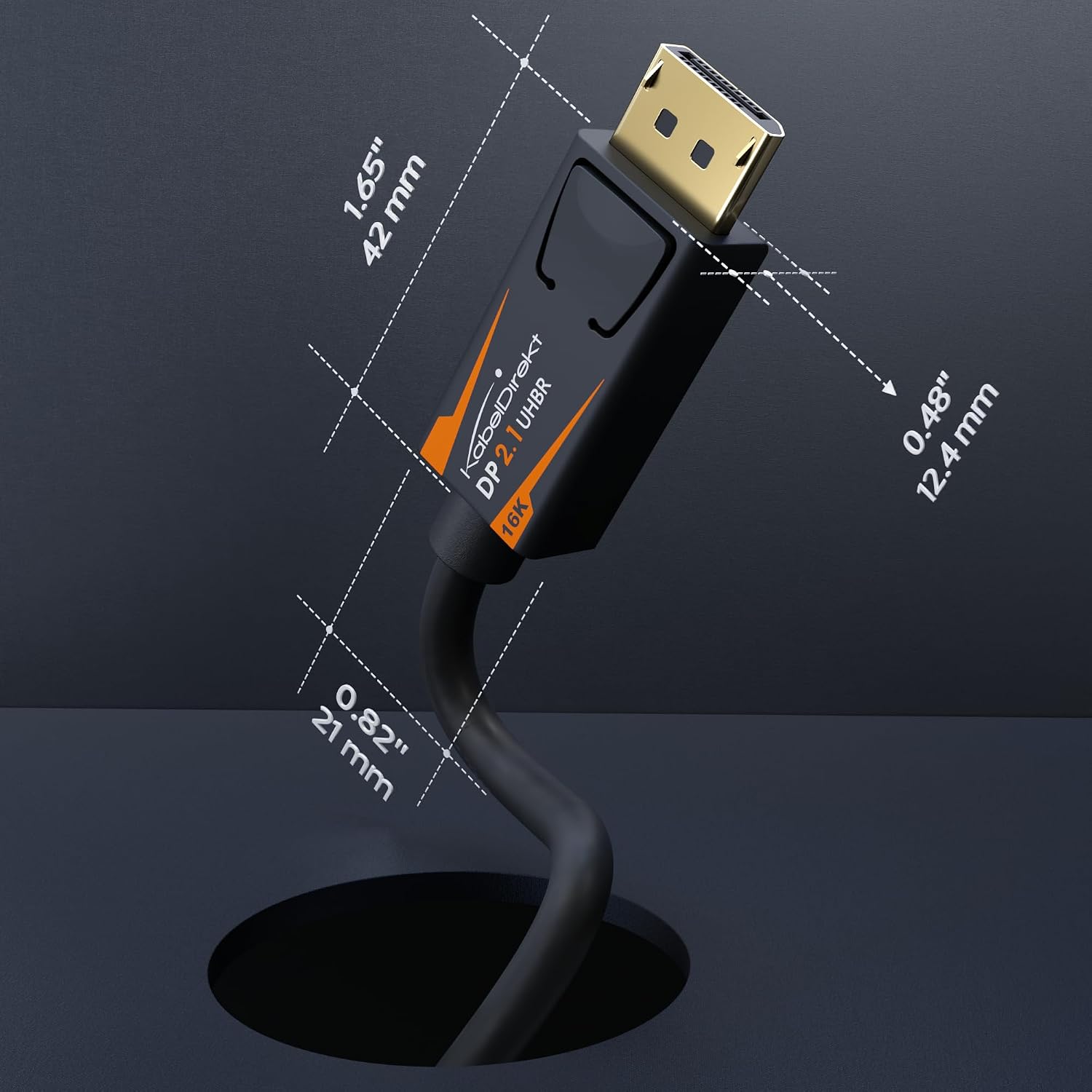 Detalle de KabelDirekt DisplayPort 2.1 Kabel 16K (DP80/UHBR) – 5 m für Gaming-PC/Monitor mit FreeSync/G-Sync
