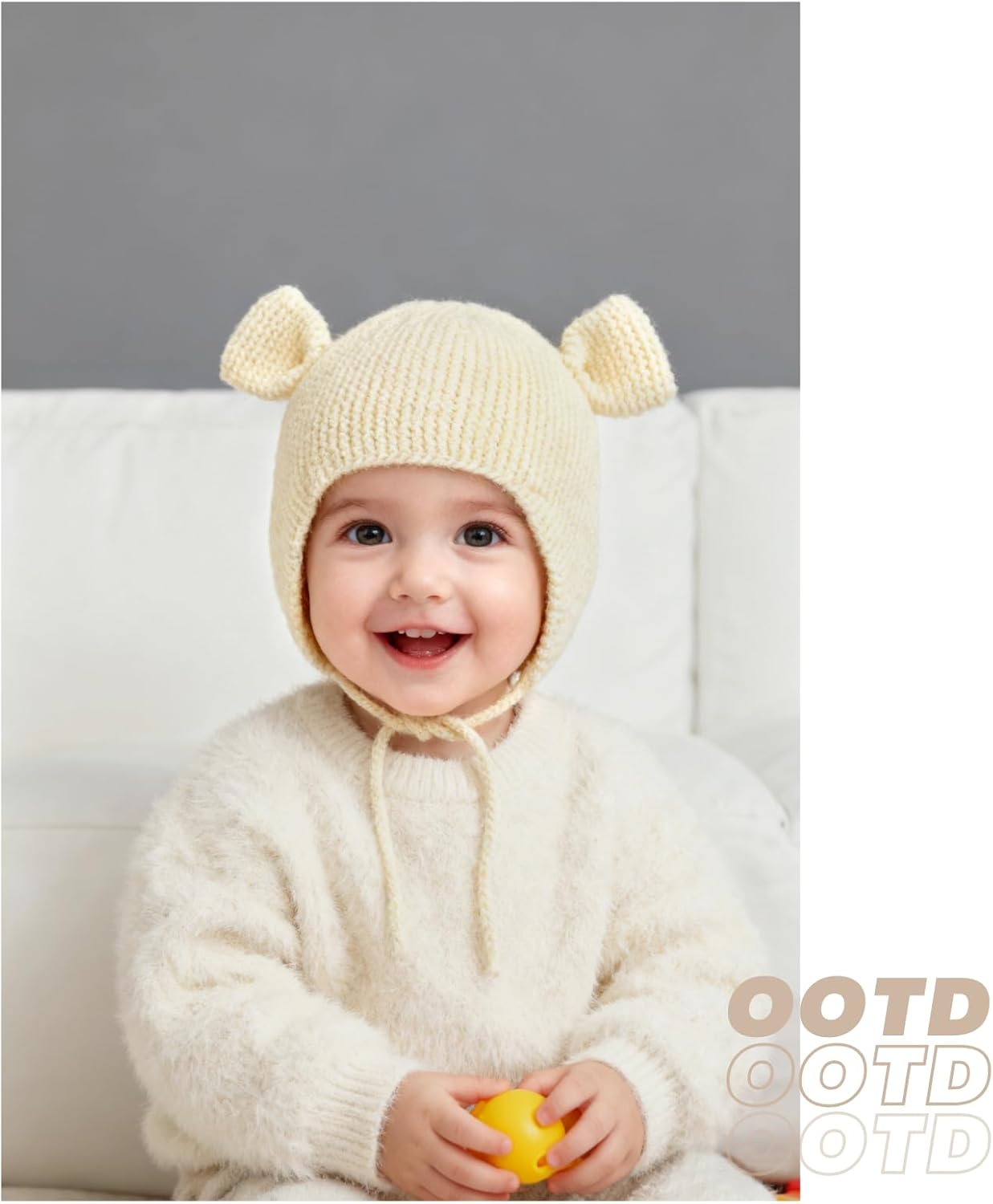 Detalle 2 de Loyfoky Baby Beanie with Earflaps: Winter Knitted Hat for 6–24 Months