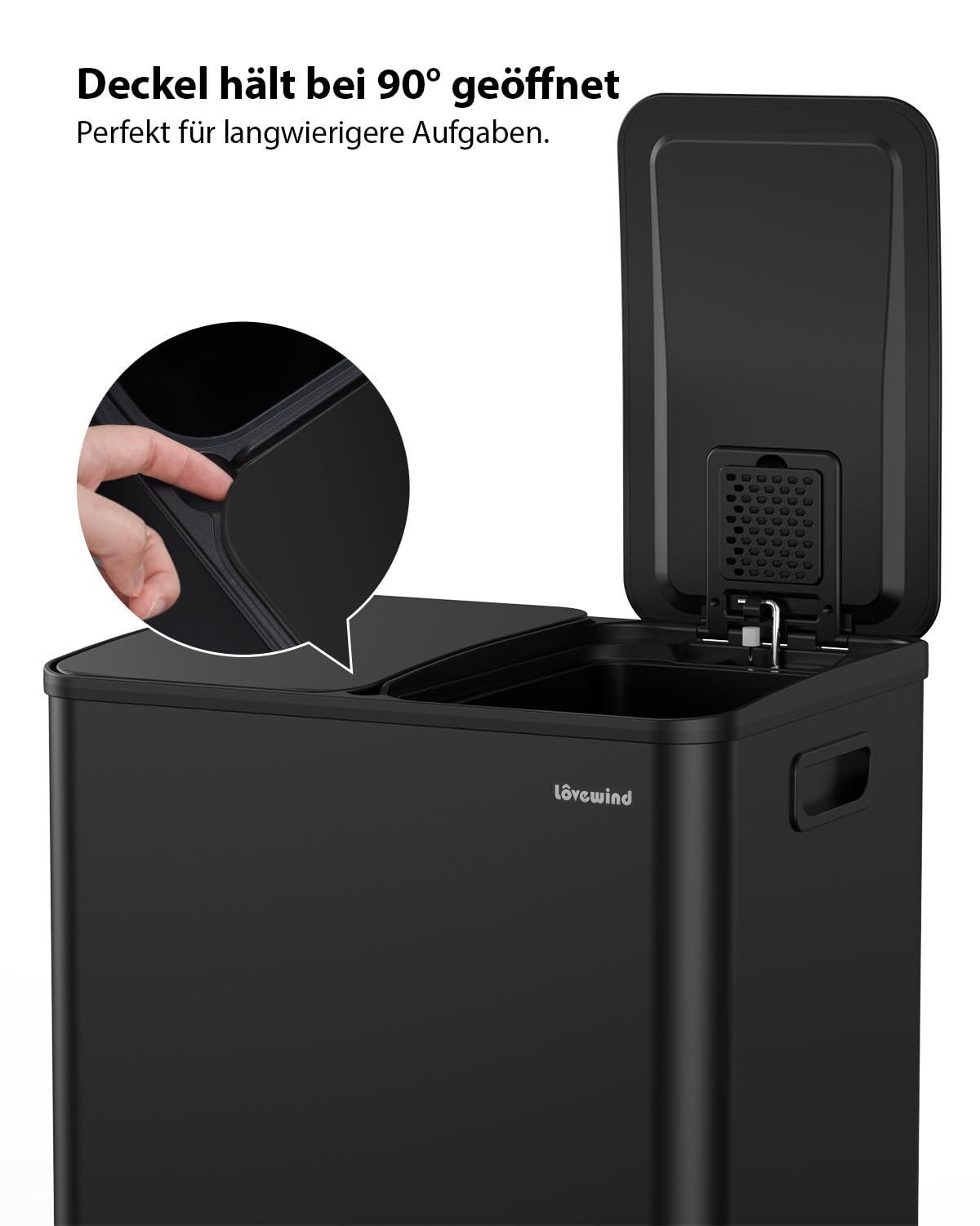 Thumbnail 6 de lovewind Mülleimer Set mit 2×15 l – Doppeltret-Mülleimer aus Edelstahl mit Deckel (Soft-Close)