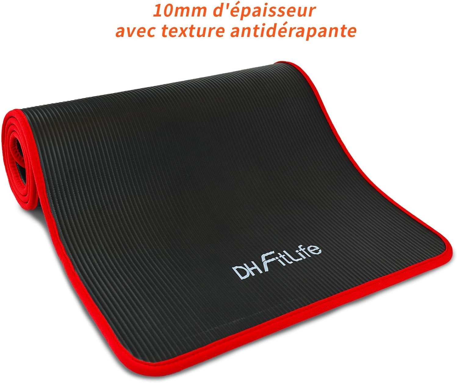 Detalle de DH FitLife tapis d’entraînement antidérapant en caoutchouc nitrile butadiène 183 x 61 x 1 cm