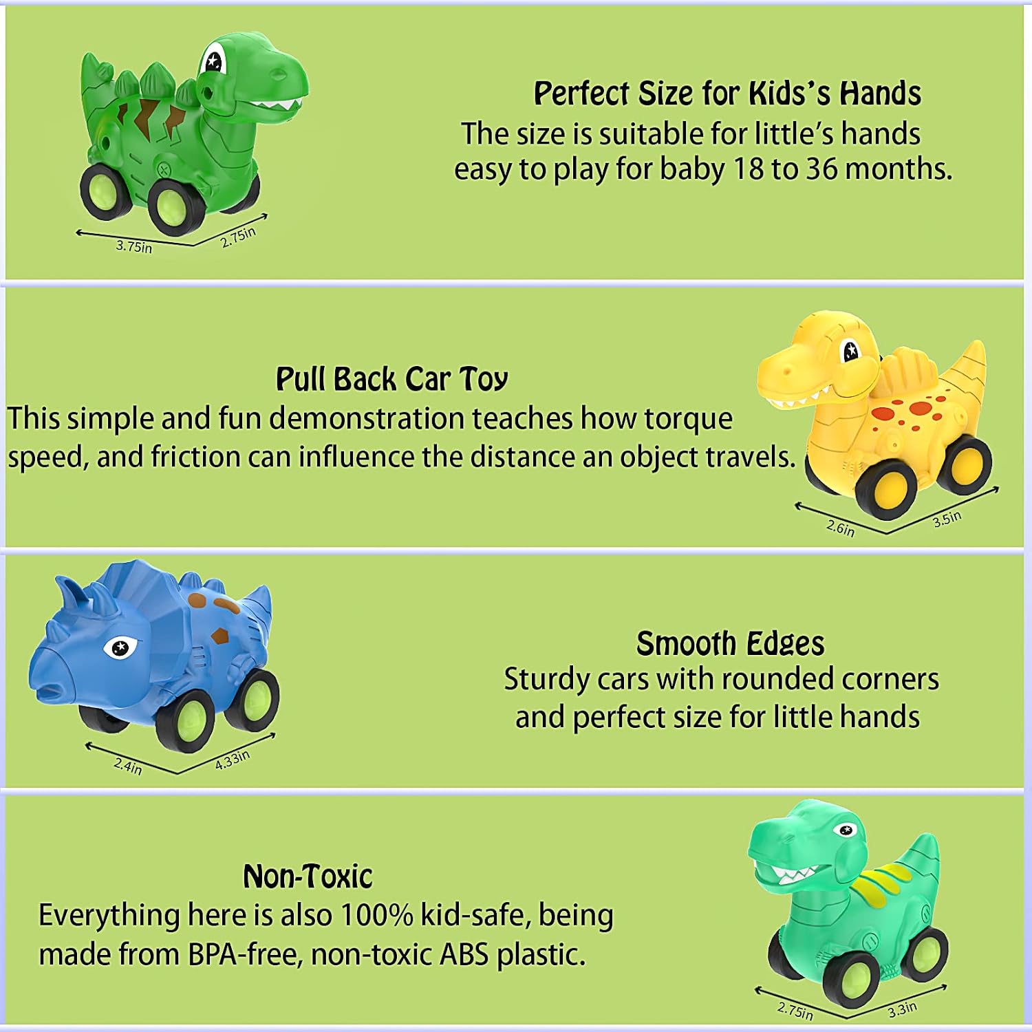 Detalle 1 de Veslier XTC103 Dinosaur Truck Toy with 4 Pull-Back Cars, Lights and Sounds