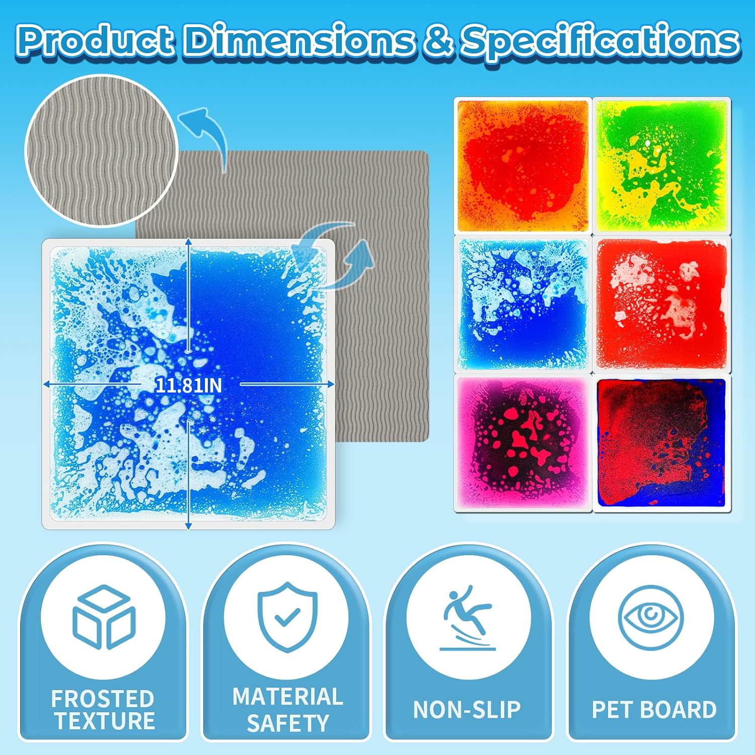 Thumbnail 4 de Toddler Sensory Liquid Floor Mats – 6-Piece Liquid Play Mat Pack
