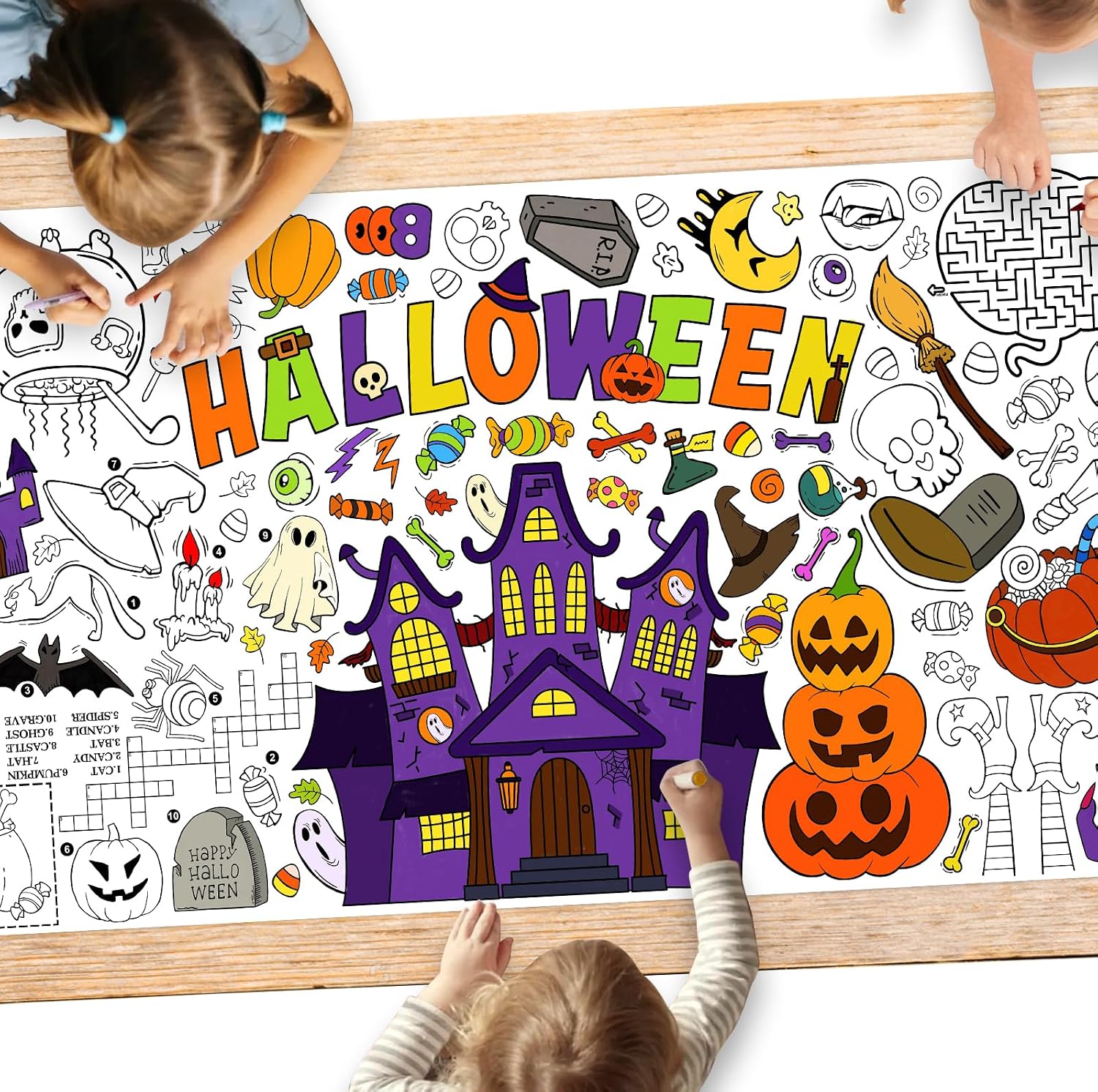 Detalle de Gatherfun Coloring Tablecloth 31.5 x 72 Inches