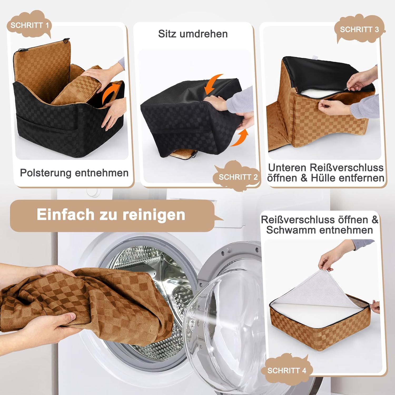 Thumbnail 6 de JOEJOY Hundesitz Auto erhöht bis zu ca. 12,7 cm – mit waschbarem Bezug, Seitentaschen & Memory-Schaum