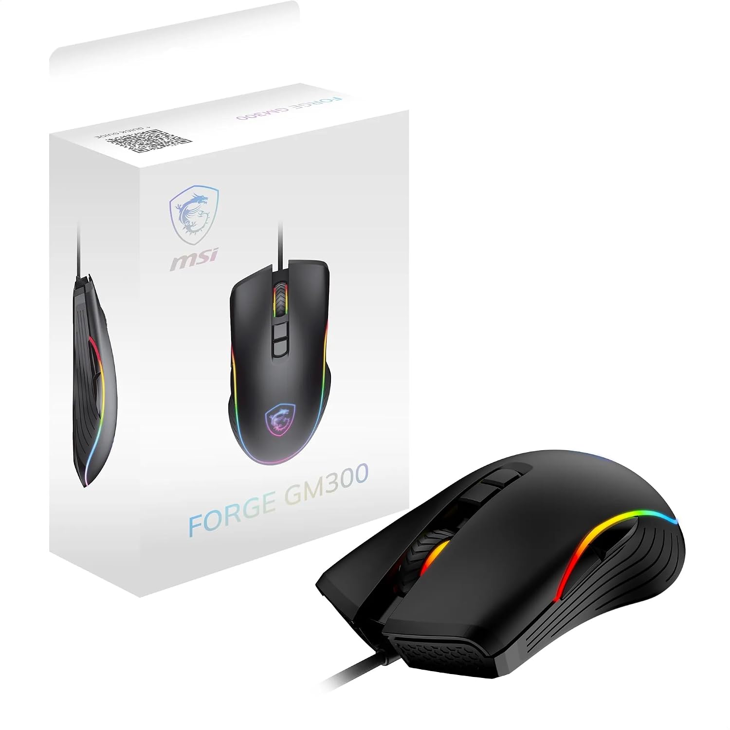 Detalle de msi FORGE GM300 mouse da gaming cablato con sensore ottico 7200 DPI, 7 pulsanti e RGB