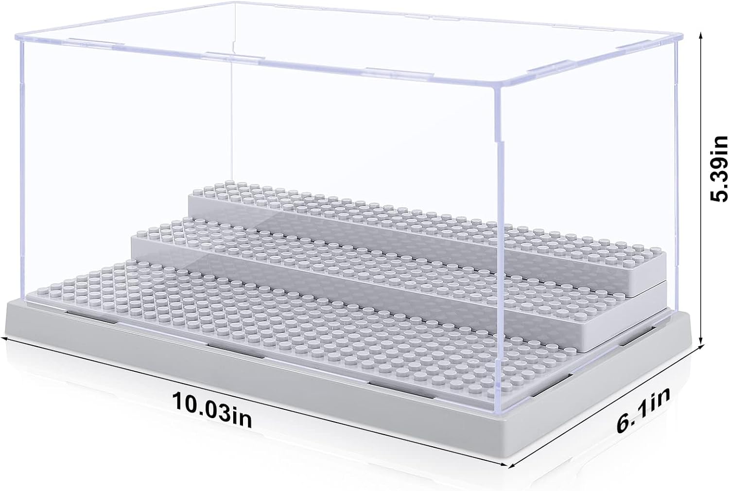 Thumbnail 1 de Mlikero 2 Pack Minifigure Display Case – Clear Grey Acrylic 3-Step Display for Action Figures and Bricks
