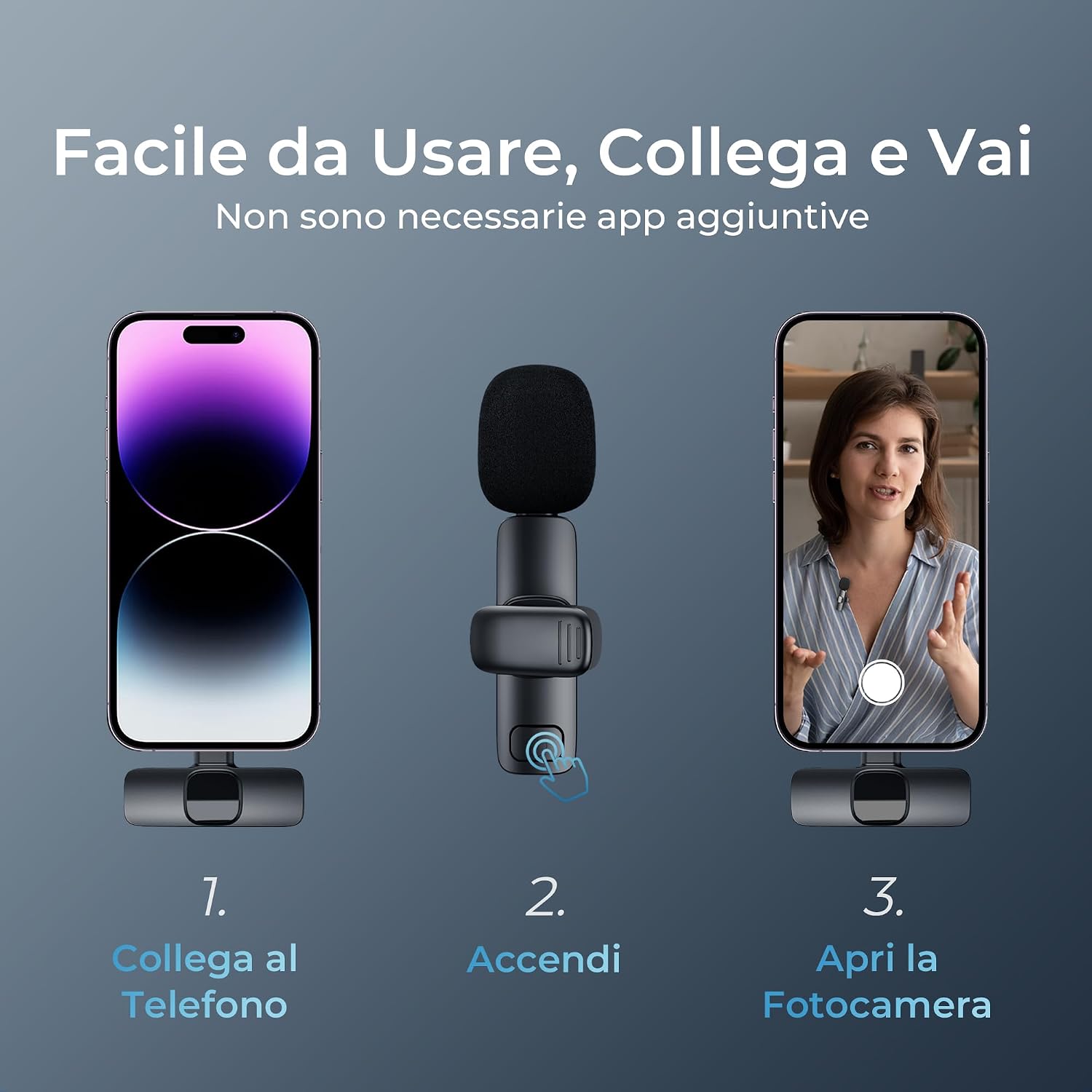 Detalle de YRF Microfono Lavalier Wireless: libertà di registrazione per iPhone, Android e iPad