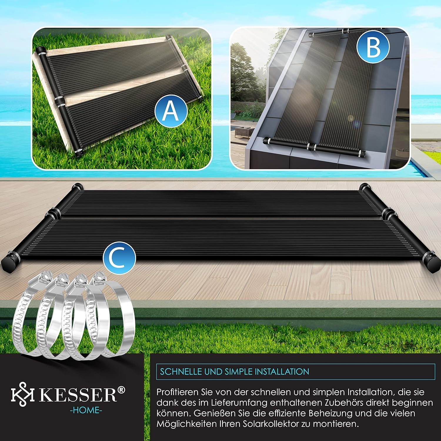 Thumbnail 6 de KESSER® Solarkollektor Poolheizung 500×70 cm – Solarheizer für Pools bis 20.000 L, erweiterbar