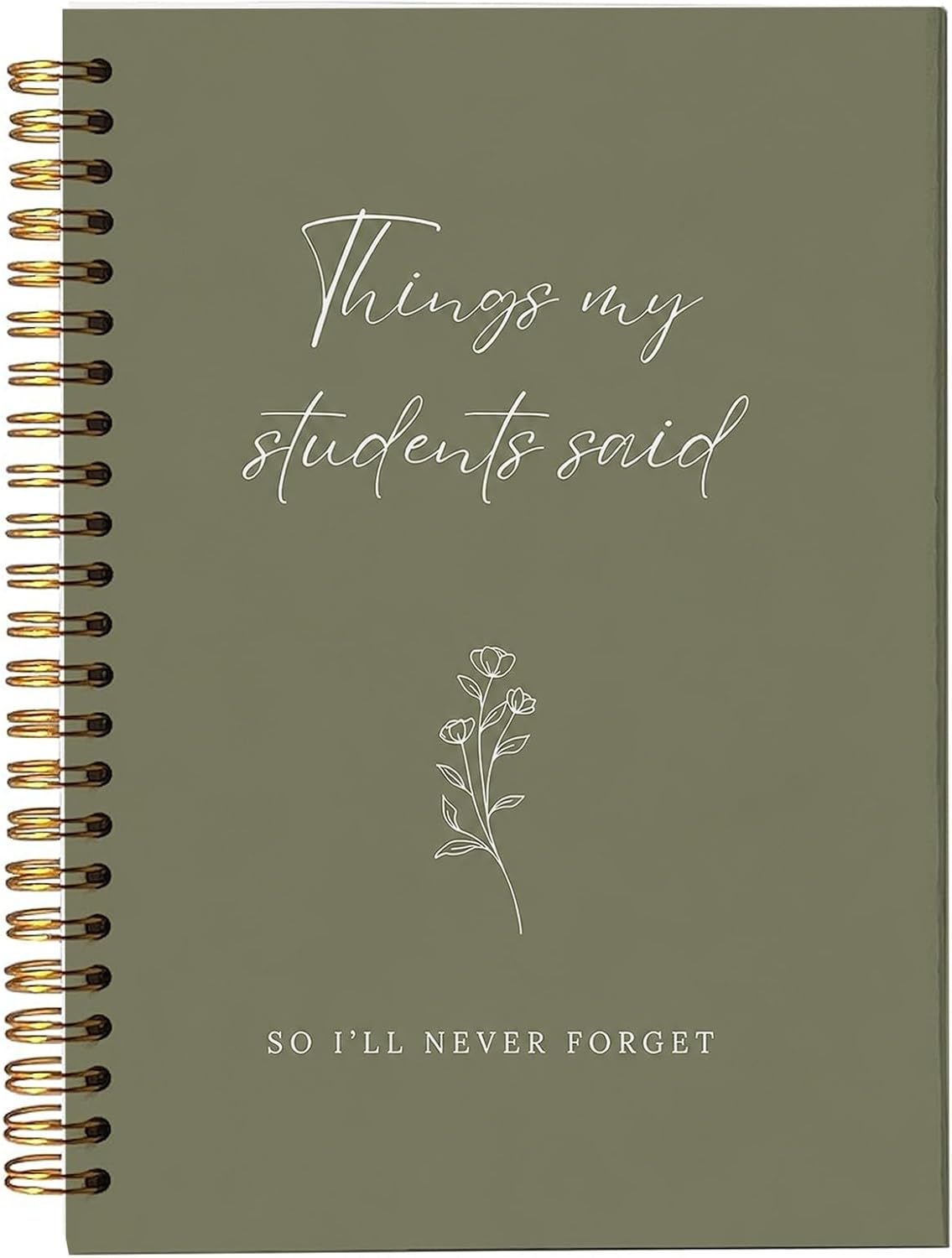 Detalle de bitCNY Olive Gray Teacher Appreciation Spiral Notebook, 5.5 x 8.3 Inch