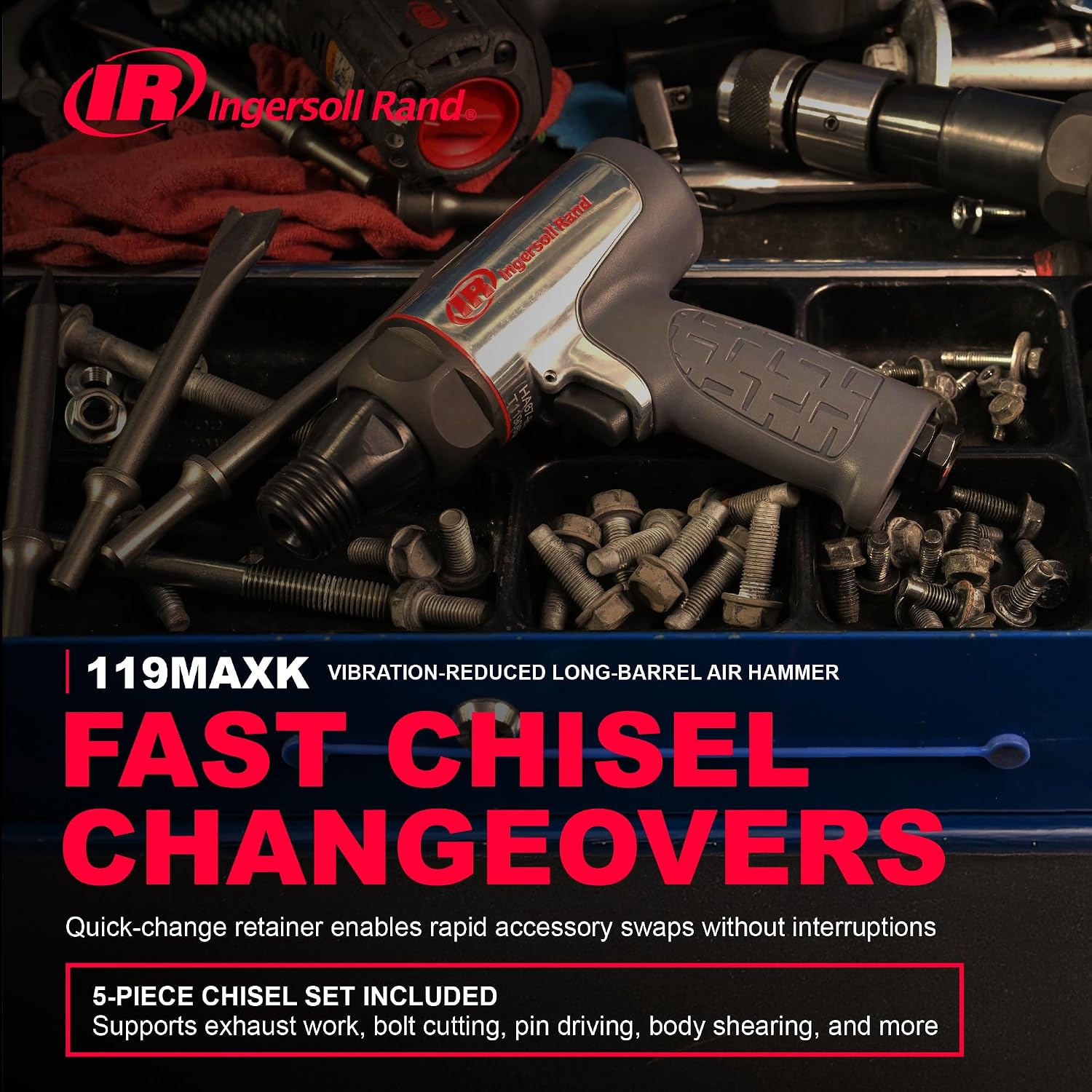 Thumbnail 3 de Ingersoll Rand Kit Martello Pneumatico 119MAXK: Set da 5 scalpelli, cambi rapido e custodia