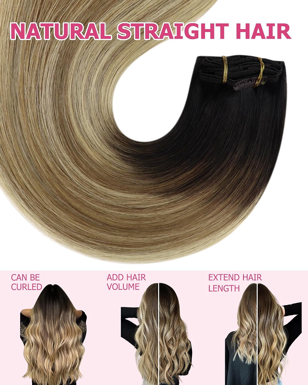 Detalle 2 de YoungSee Clip-in Hair Extensions 22 Inch
