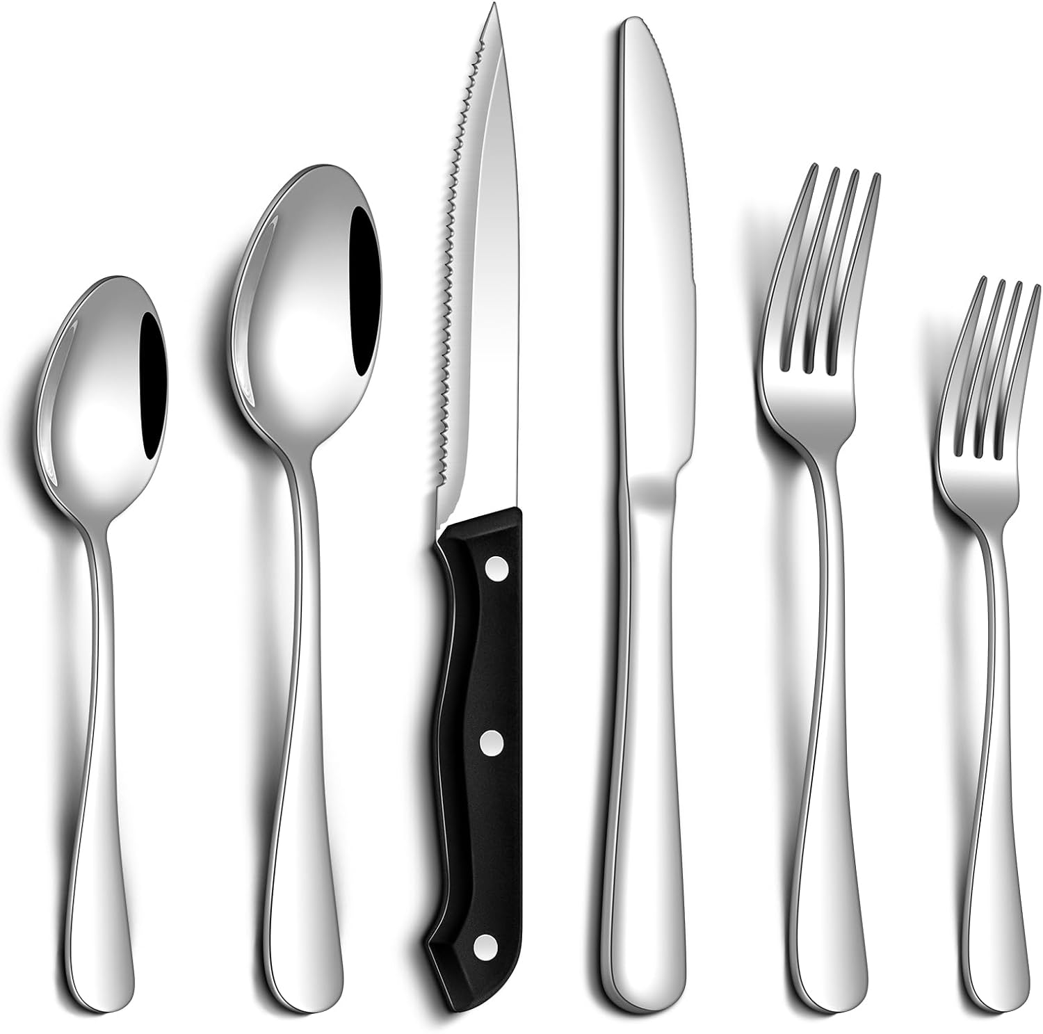Detalle de PHILIPALA 24-Piece Stainless Steel Flatware Set with Steak Knives