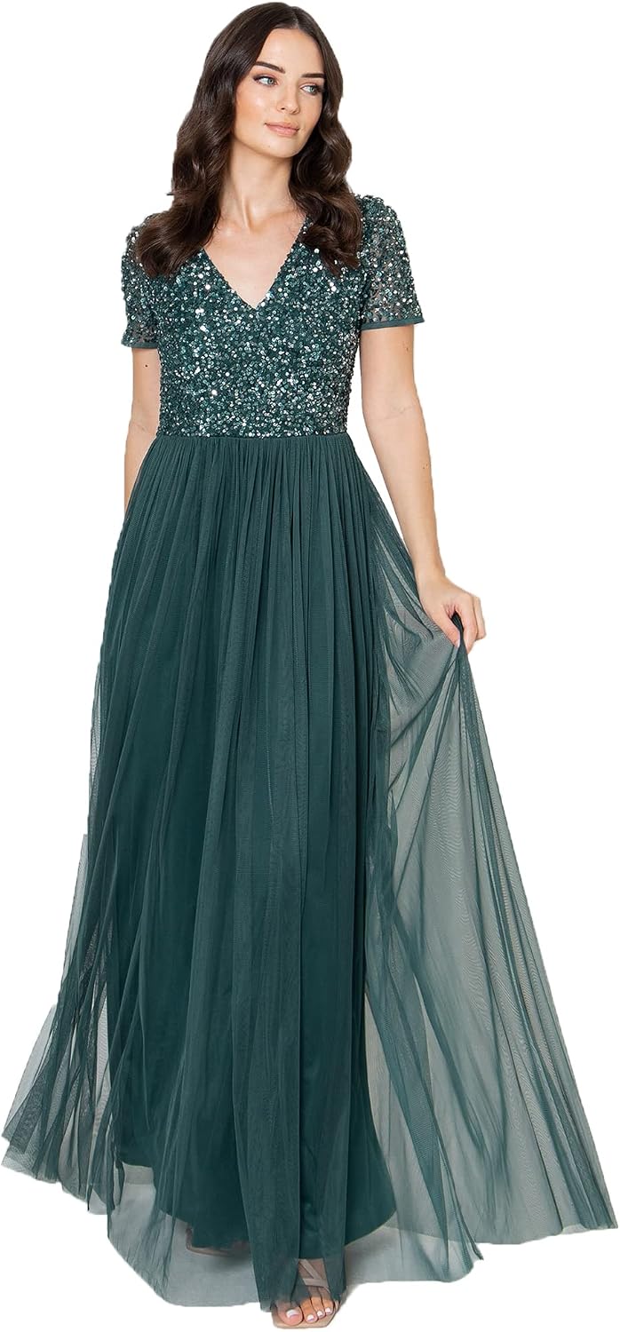 Thumbnail 6 de Damen Ballkleid Abendkleid mit V-Ausschnitt, Maxi-Länge & Pailletten – ideal als Hochzeitsgast