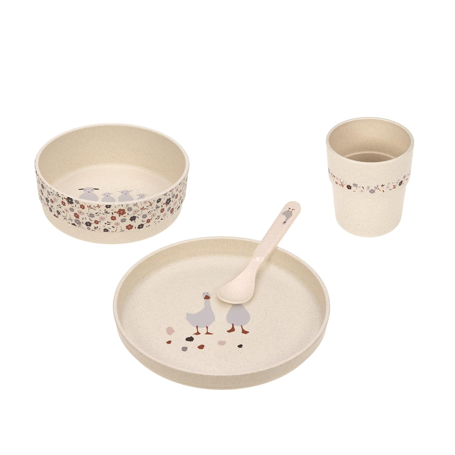Detalle de LÄSSIG Kindergeschirr Set Tiny Farmer Goose – BPA-frei, spülmaschinen- und mikrowellengeeignet