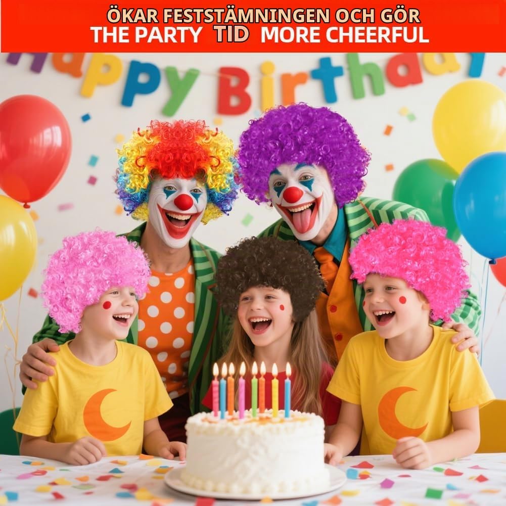 Thumbnail 6 de BSBUY 5189636 rosa lockig clownperuk i värmetåligt konstsilke