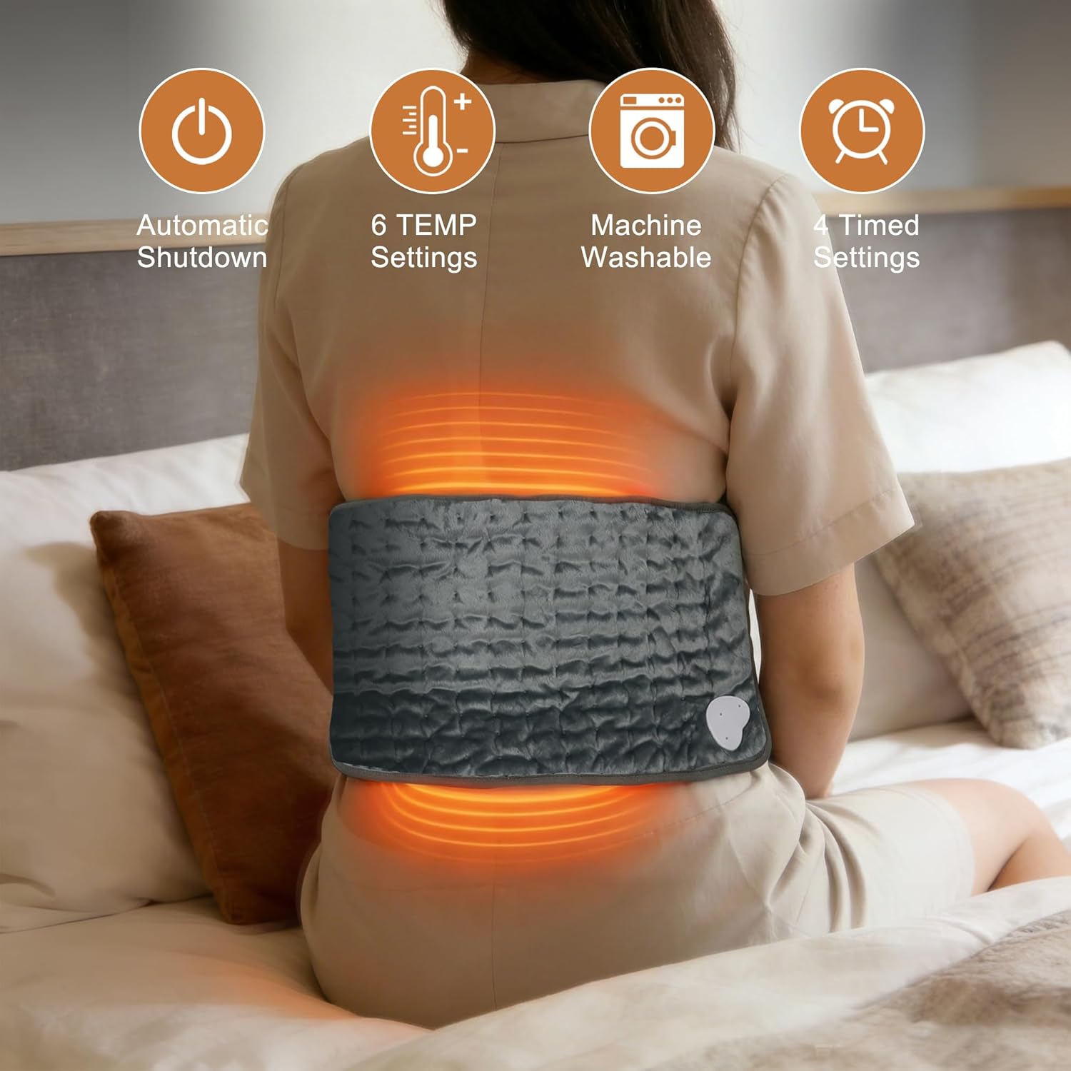 Thumbnail 1 de Electric Heating Pad with 6 Heat Settings and Auto Shut Off (24" x 12") in Dark Gray