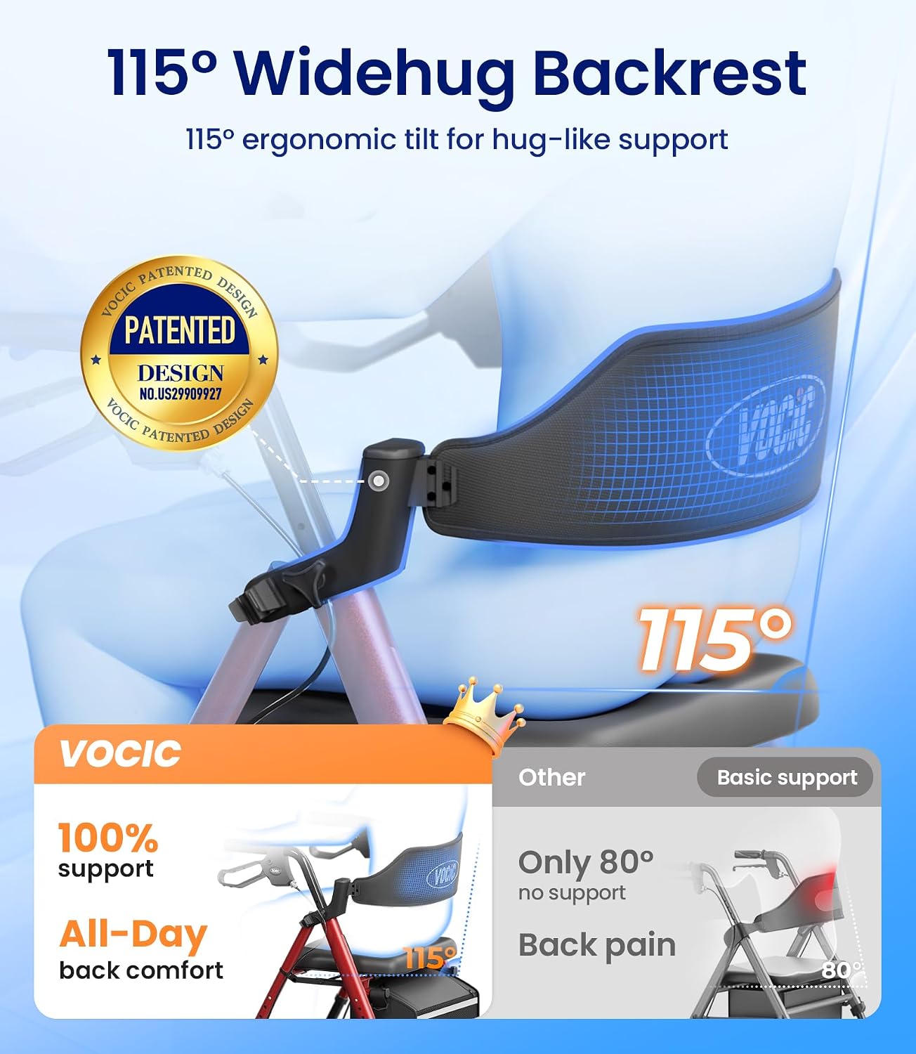 Detalle de VOCIC Rollator Walker with 20cm Wheels