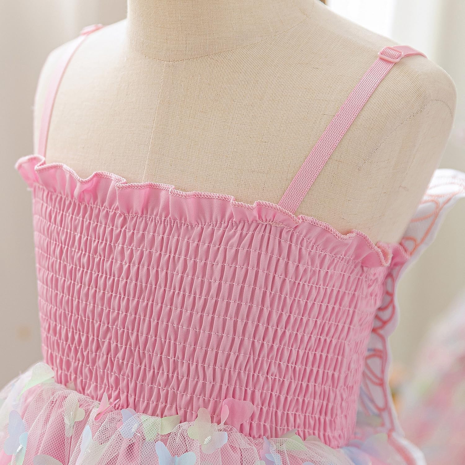 Thumbnail 3 de NNJXD Baby Girl Rainbow Tulle Dress: Fairy Butterfly Party Attire for Toddlers