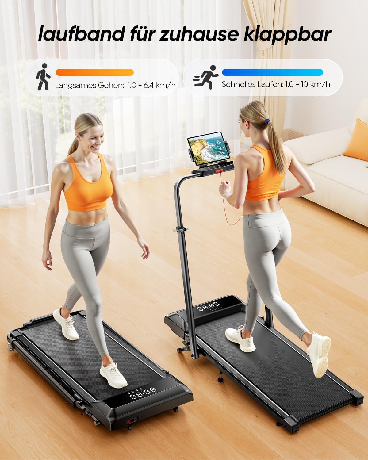 Thumbnail 3 de Laufband für Zuhause mit Neigung – 5 IN 1 Walking Pad mit 12% Steigung, 2,5 PS, klappbar