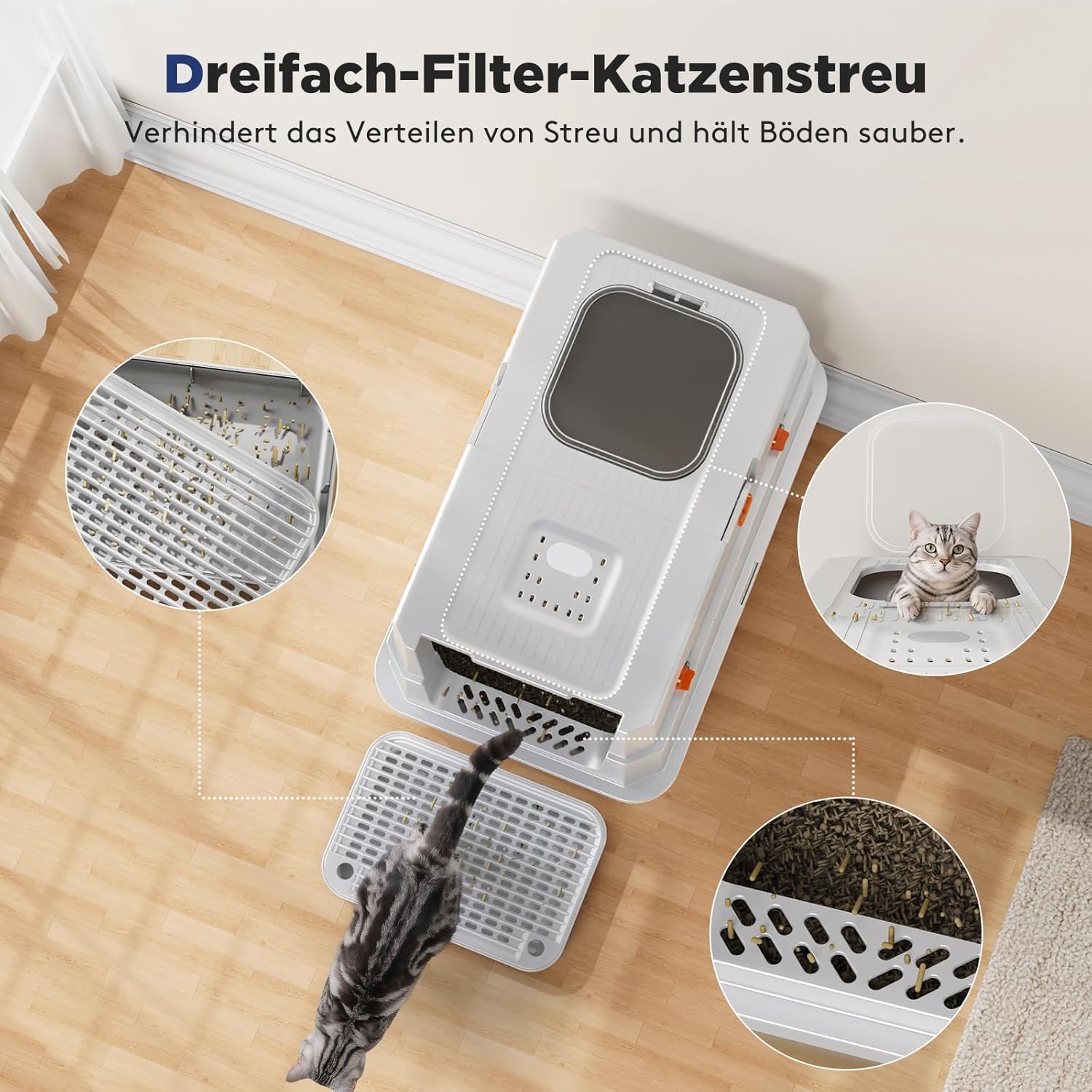 Thumbnail 6 de MIXJOY Katzenklo Edelstahl XXL 59x38x39cm