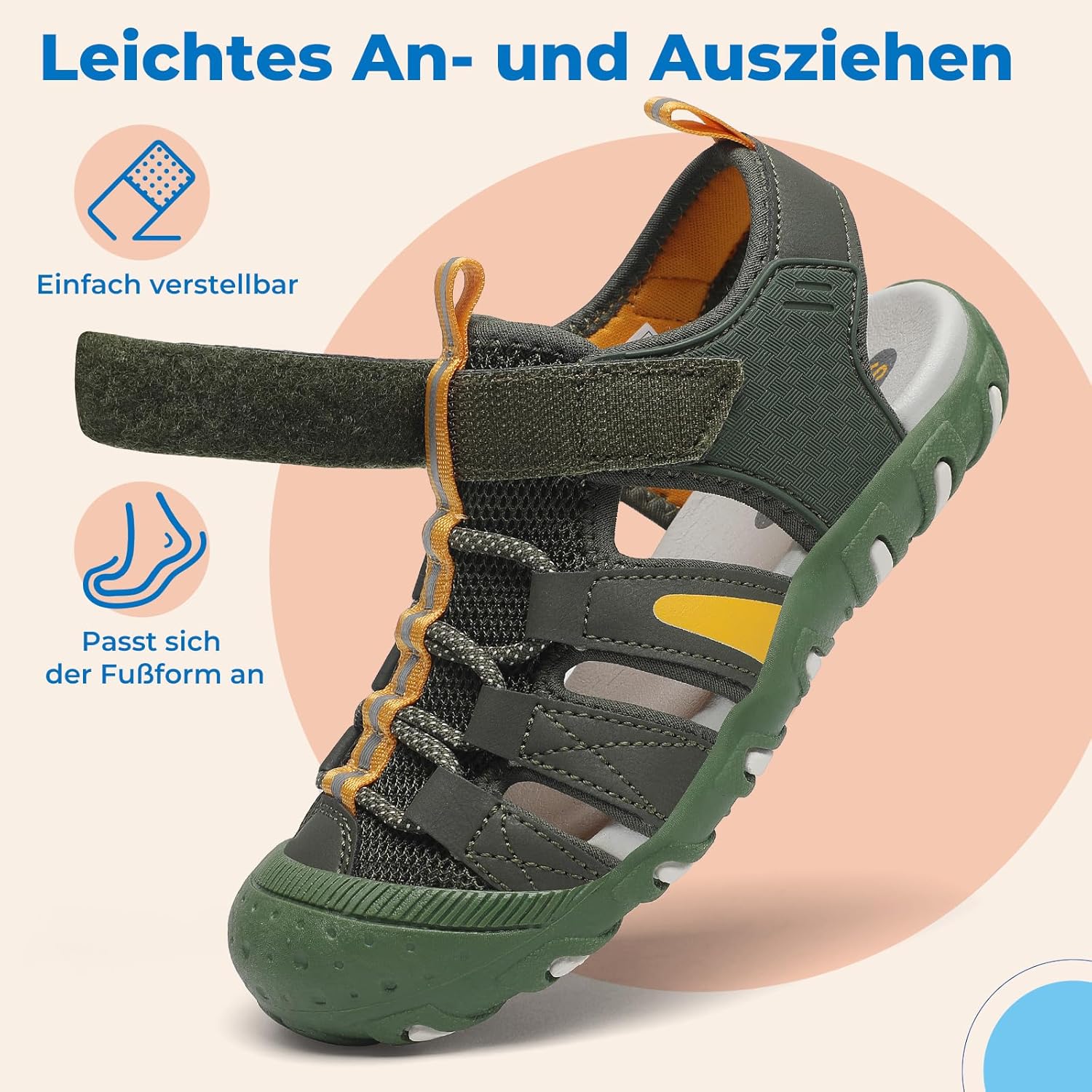 Thumbnail 4 de SAGUARO Jungen Sandalen mit geschlossenem Zehenschutz (25–38) – atmungsaktiv, Klettverschluss & rutschfeste TPR-Sohle