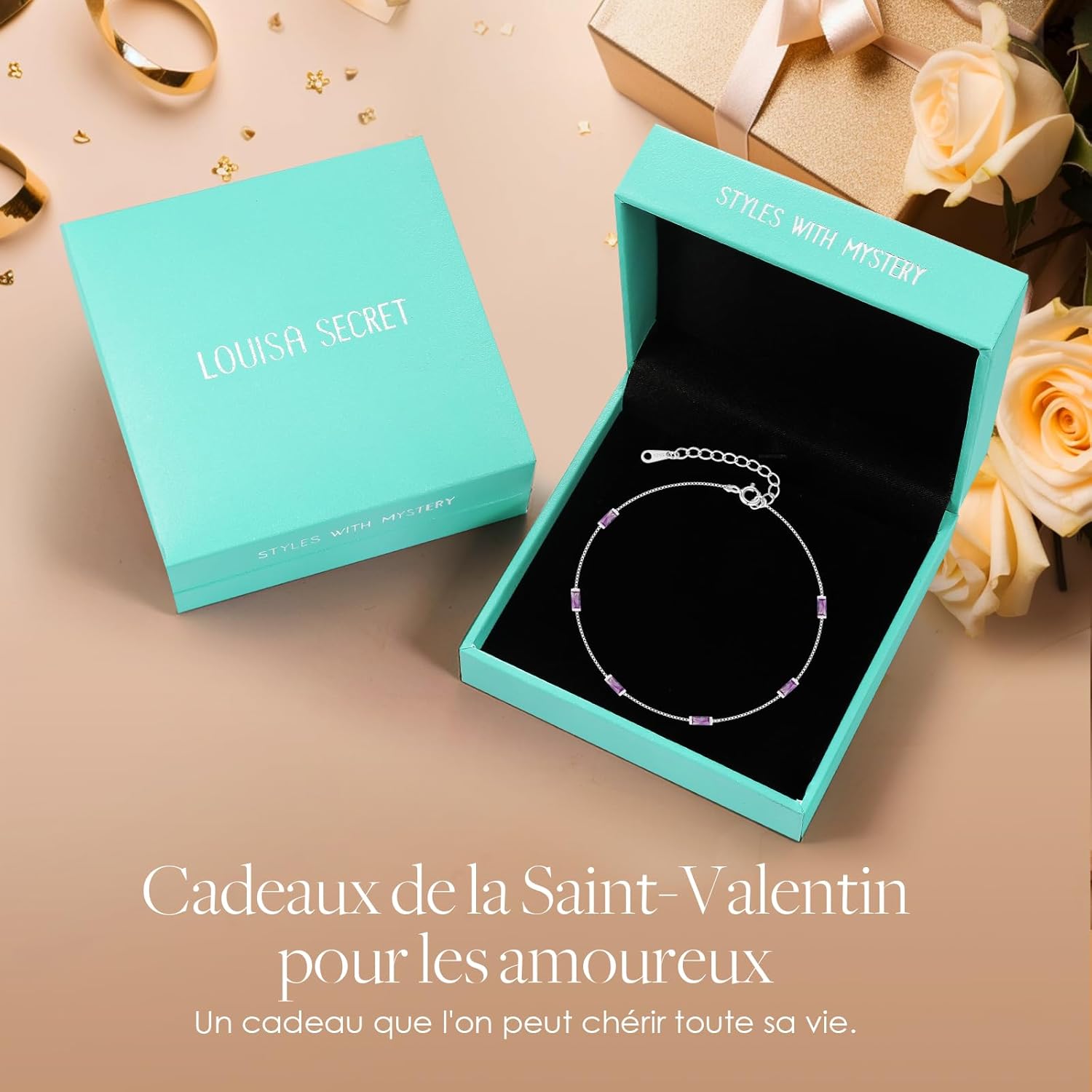 Thumbnail 5 de LOUISA SECRET 925 Bracelet Secret – bracelet femme en argent sterling plaqué or avec zircons