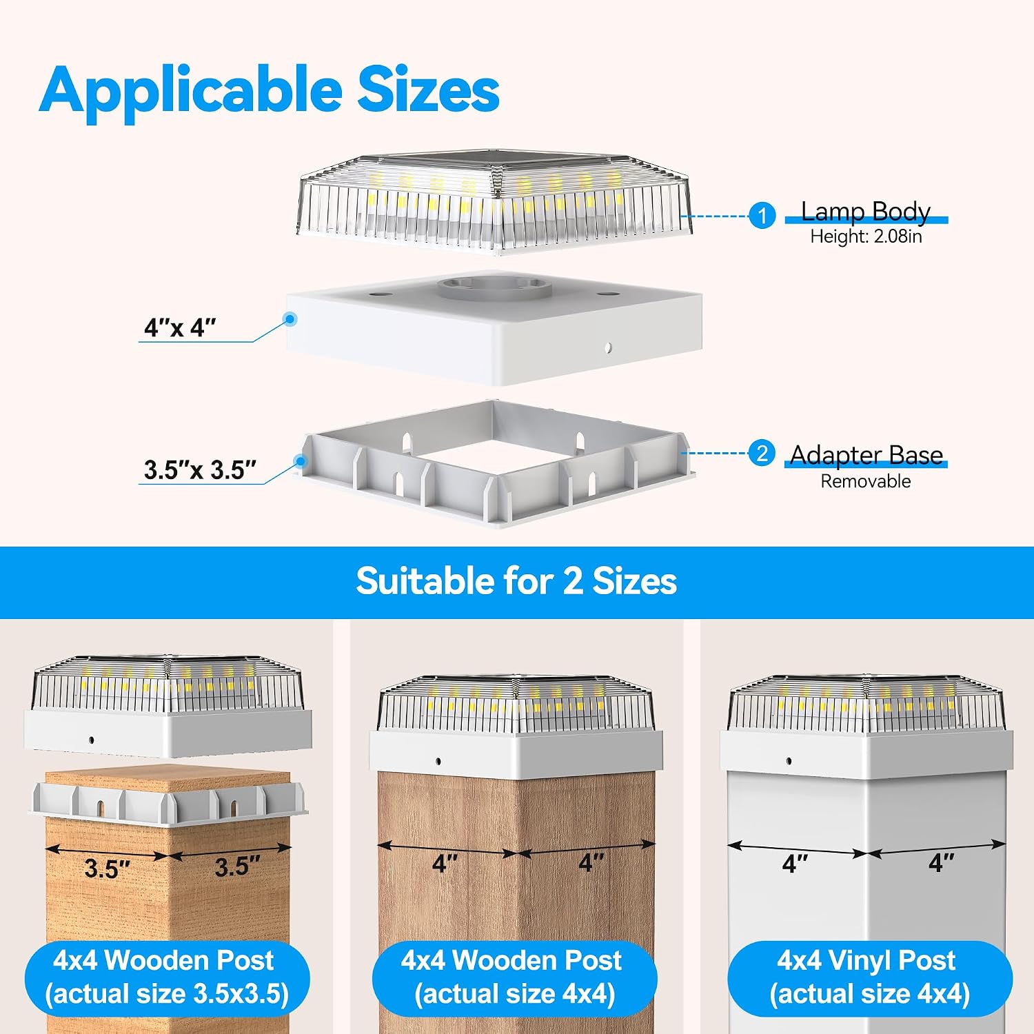 Detalle 2 de Toeuie Solar Post Cap Lights 4x4