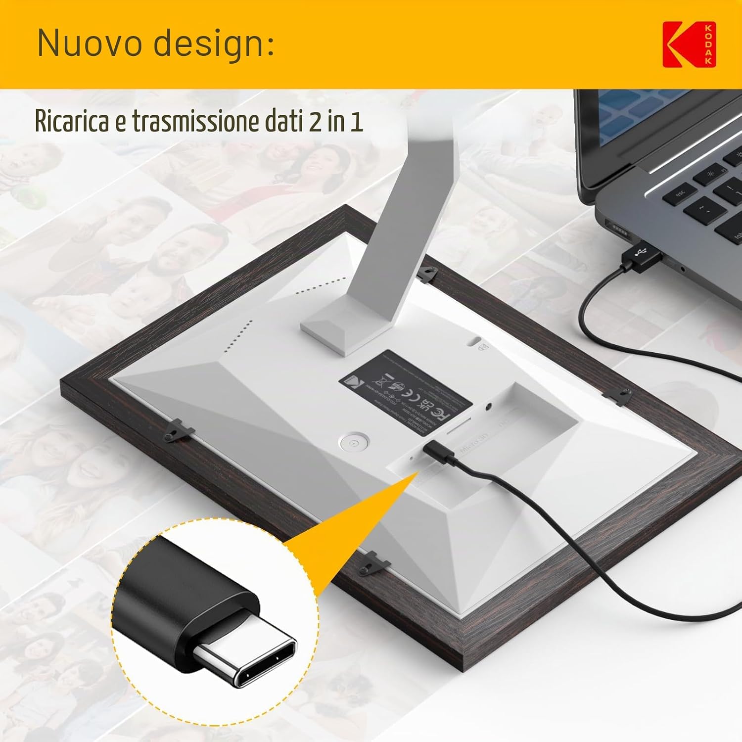 Detalle 2 de KODAK Cornice Digitale WiFi 7" IPS Touch – Cornice in legno con 32 GB