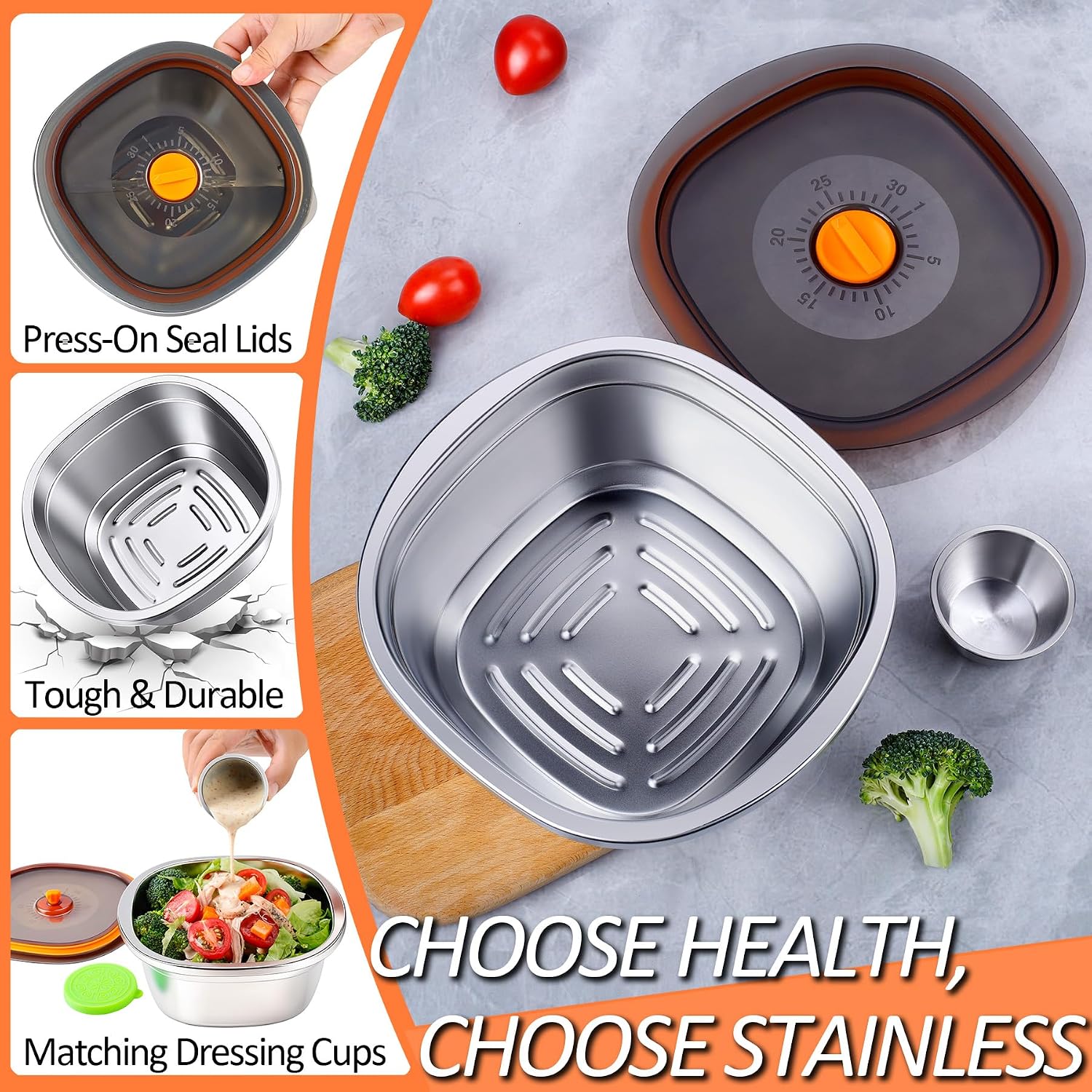 Detalle 2 de KTKUDY 3 Pack Salad Bowls 50 oz
