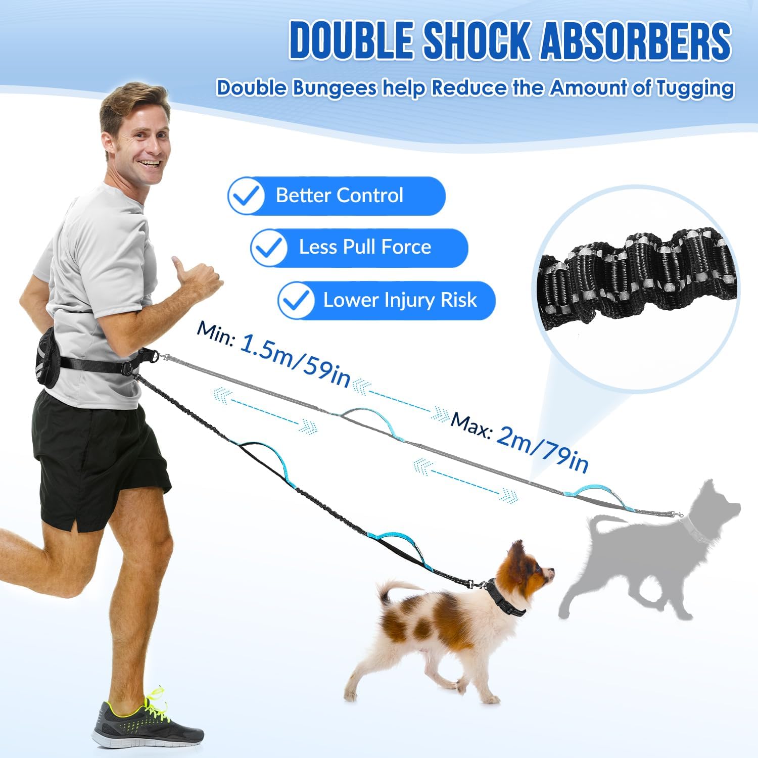 Thumbnail 1 de Eyein Hands Free Dog Lead - Anti Pull Double Dog Lead with Removable Pouch