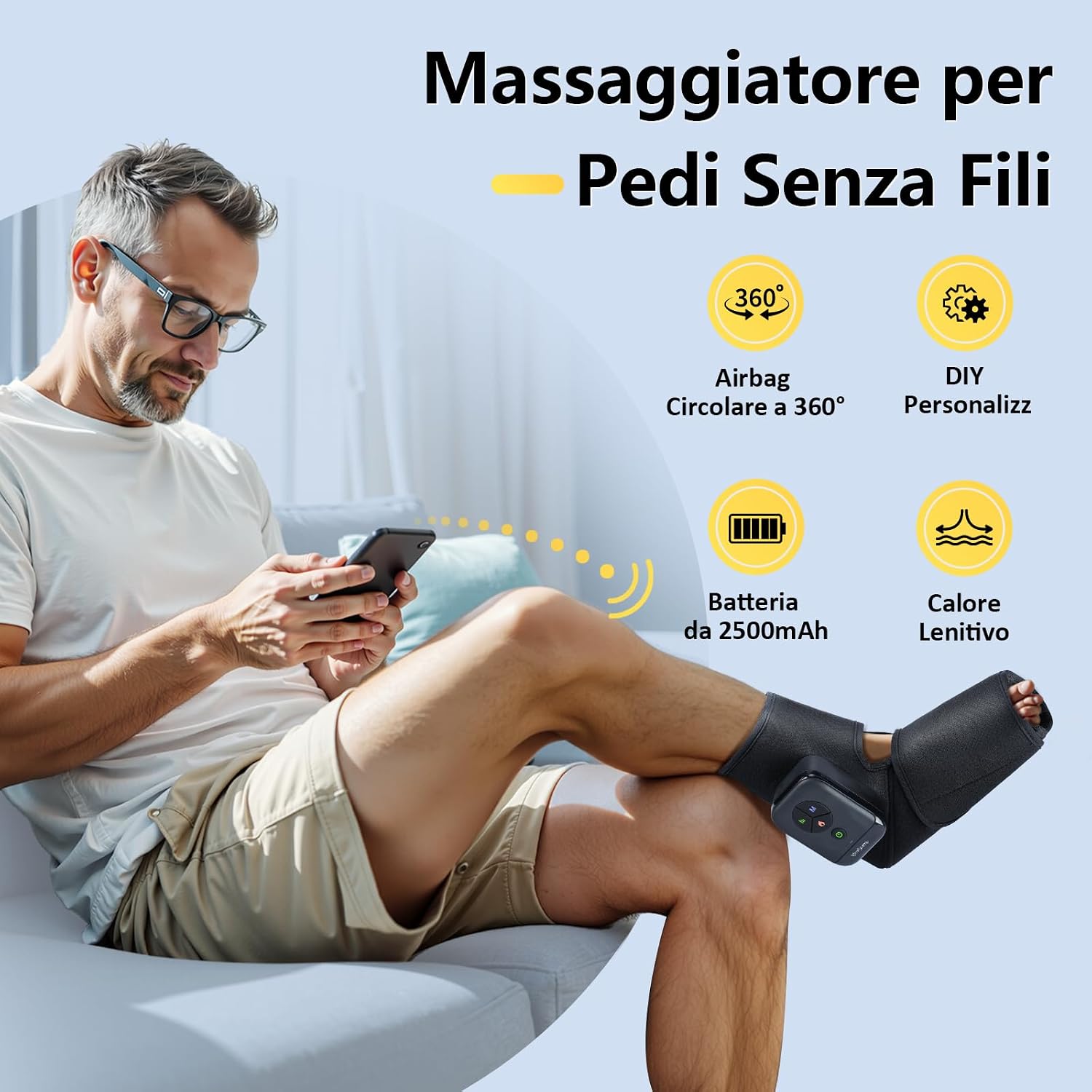 Detalle de Comfytemp Massaggiatore Piedi Wireless: sollievo mirato per una circolazione migliore