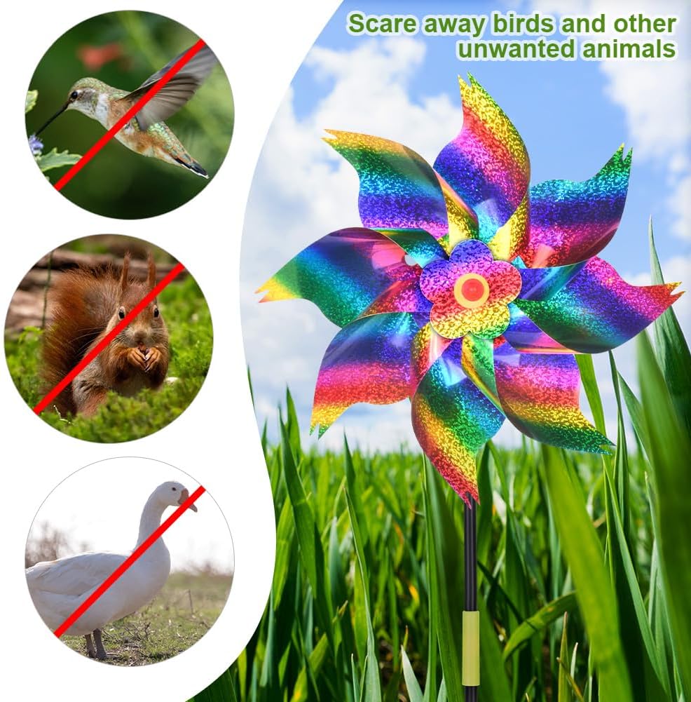 Detalle 1 de AOOWU 5026450 Reflective Bird-Scarer Windmills, 6 Pack, 52 cm