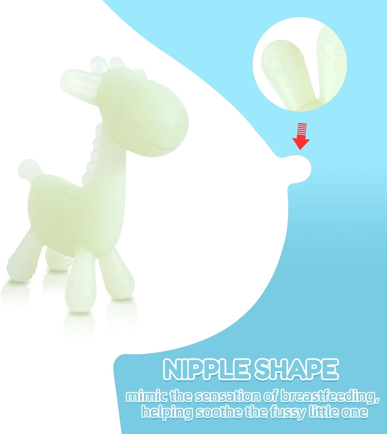 Thumbnail 4 de TYRY.HU Teething Toys for Baby: Giraffe Shaped Silicone Teether (0-12 Months) – 2 Pack, Green & Blue